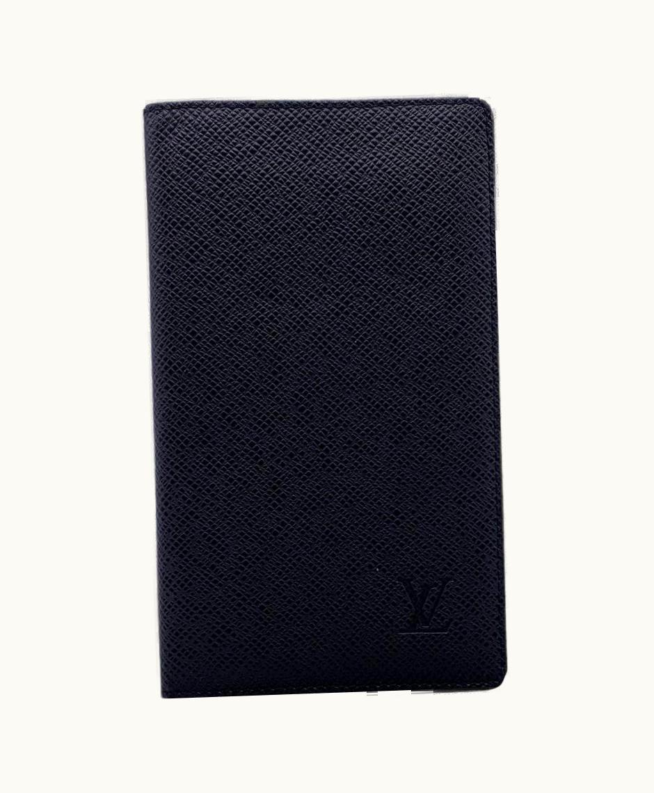 Louis Vuitton Black Taiga Leather Pocket Agenda Cover Card Holder