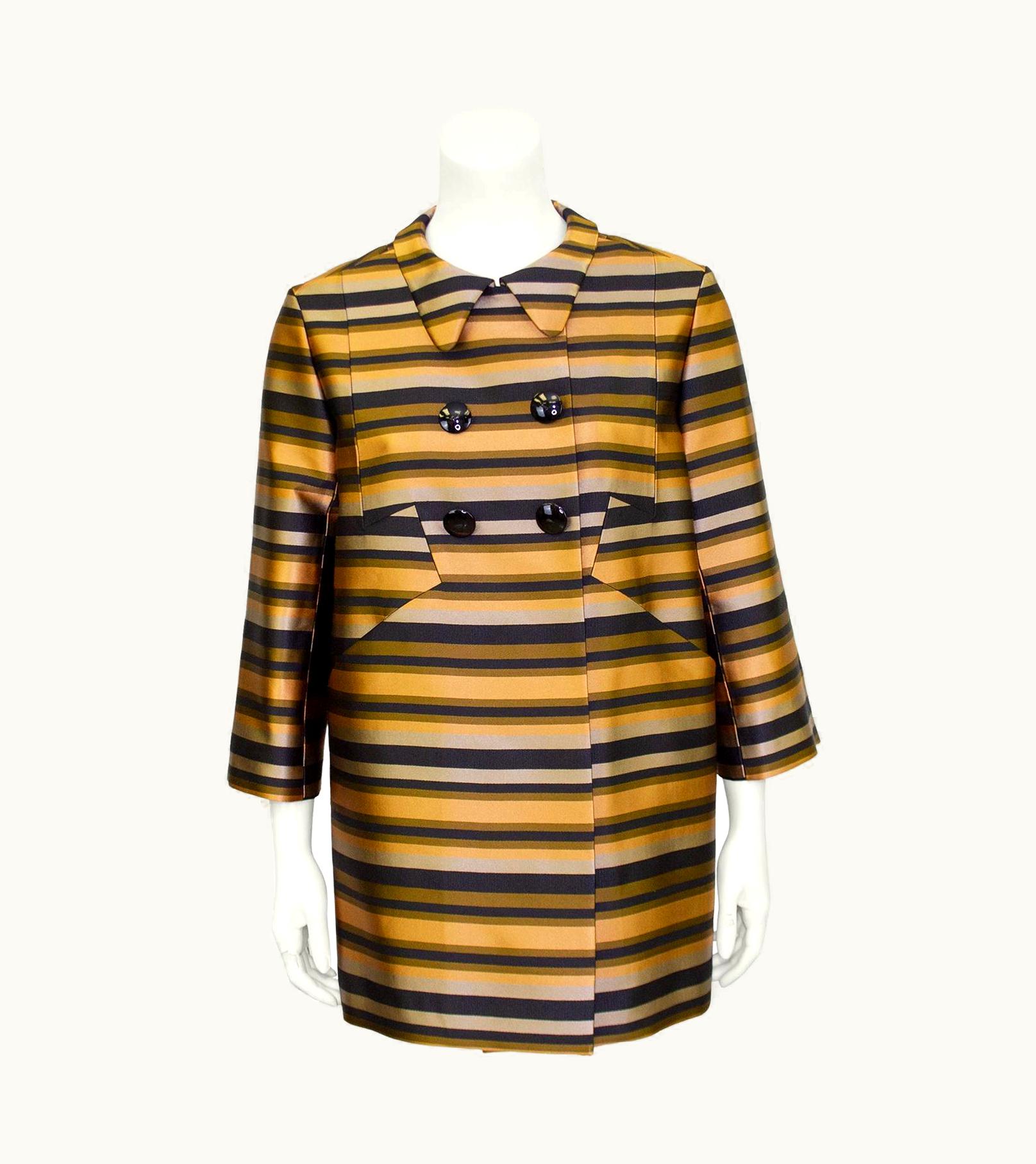 Louis Vuitton Early 2000s Louis Vuitton Silk Stripe Double Breasted Coat