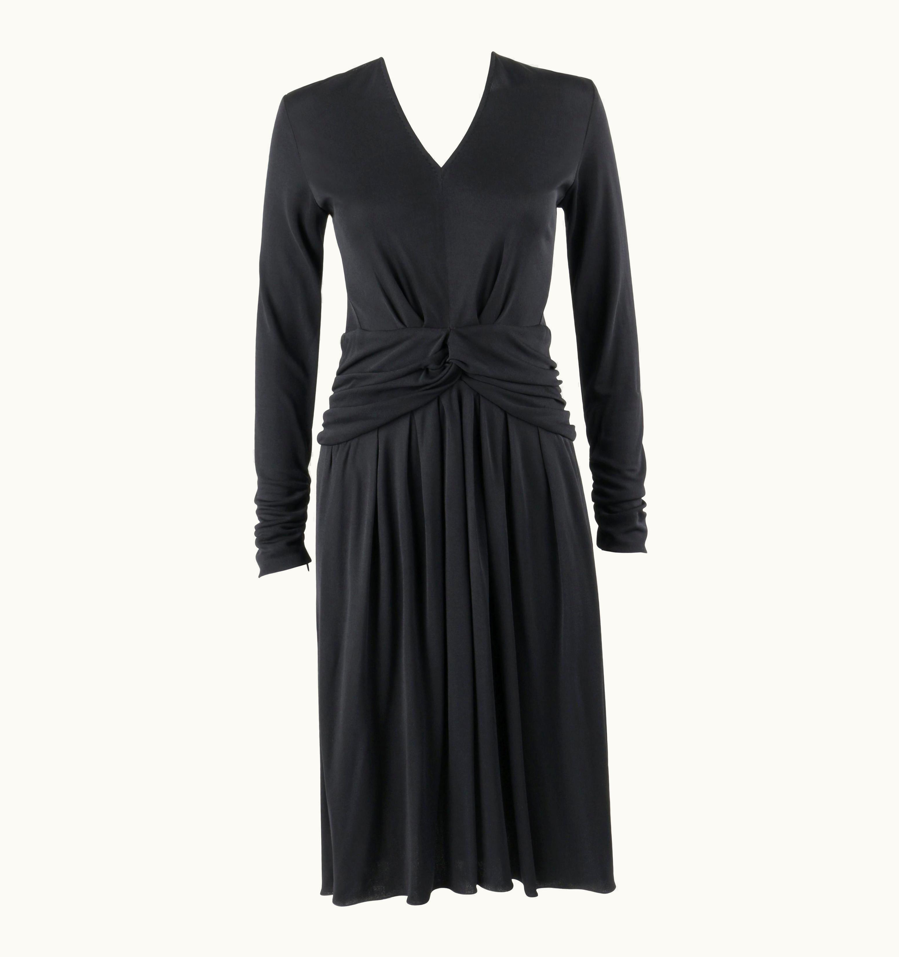 Louis Vuitton AW 2009 Black Knit Ruched Peplum Long Sleeve Cocktail Dress