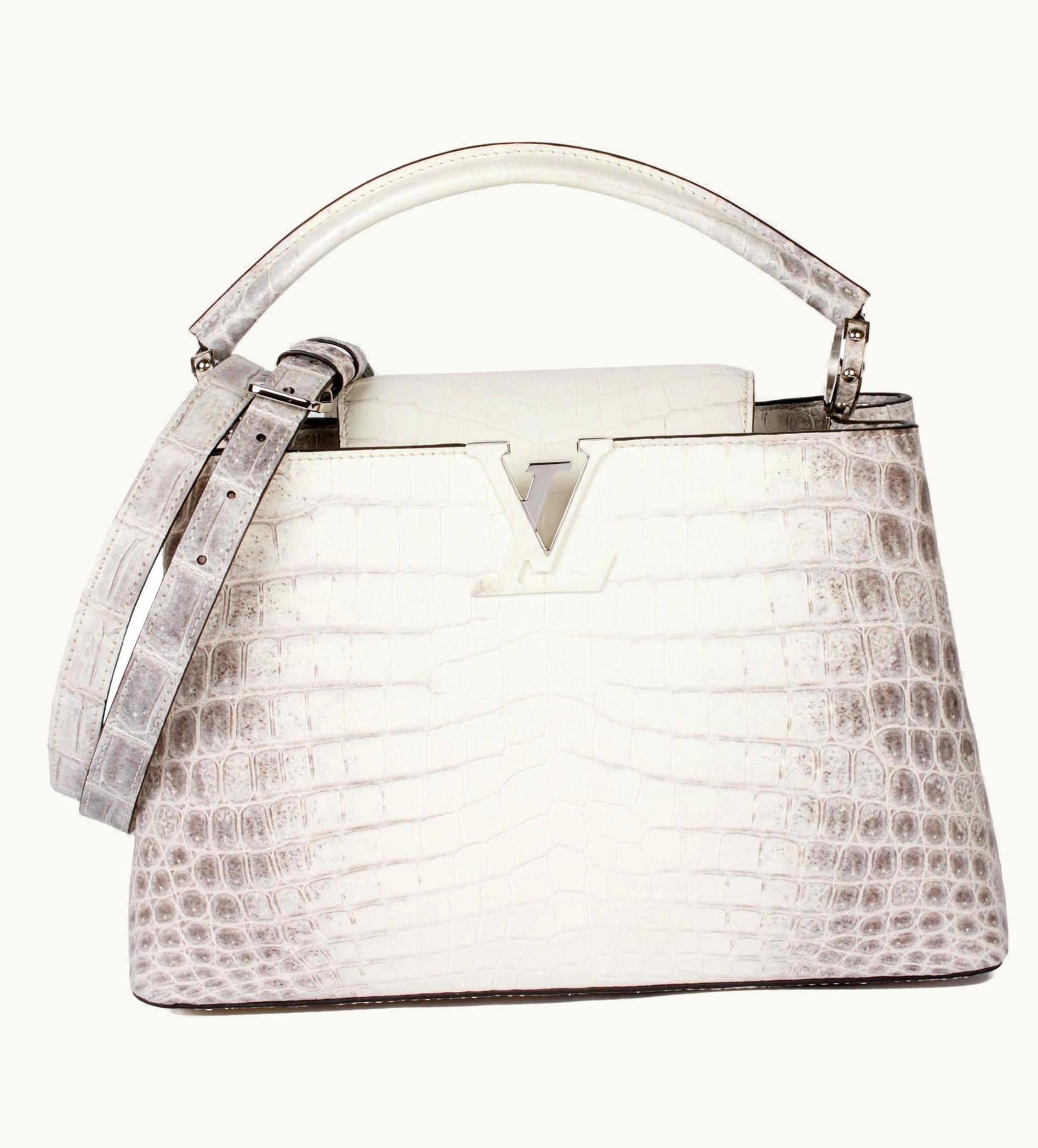 Louis Vuitton Louis Vuitton White Himalaya Matte Crocodile Leather Capucines Mm