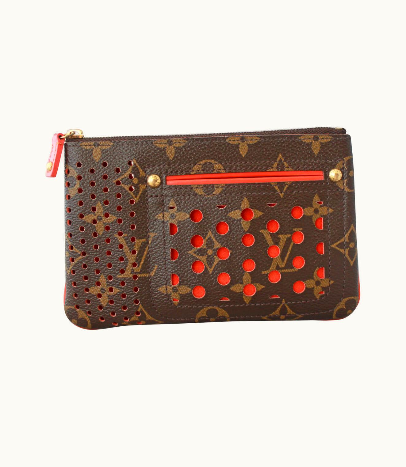Louis Vuitton Louis Vuitton 2001 Perforated Brown & Red-Orange Monogram Case