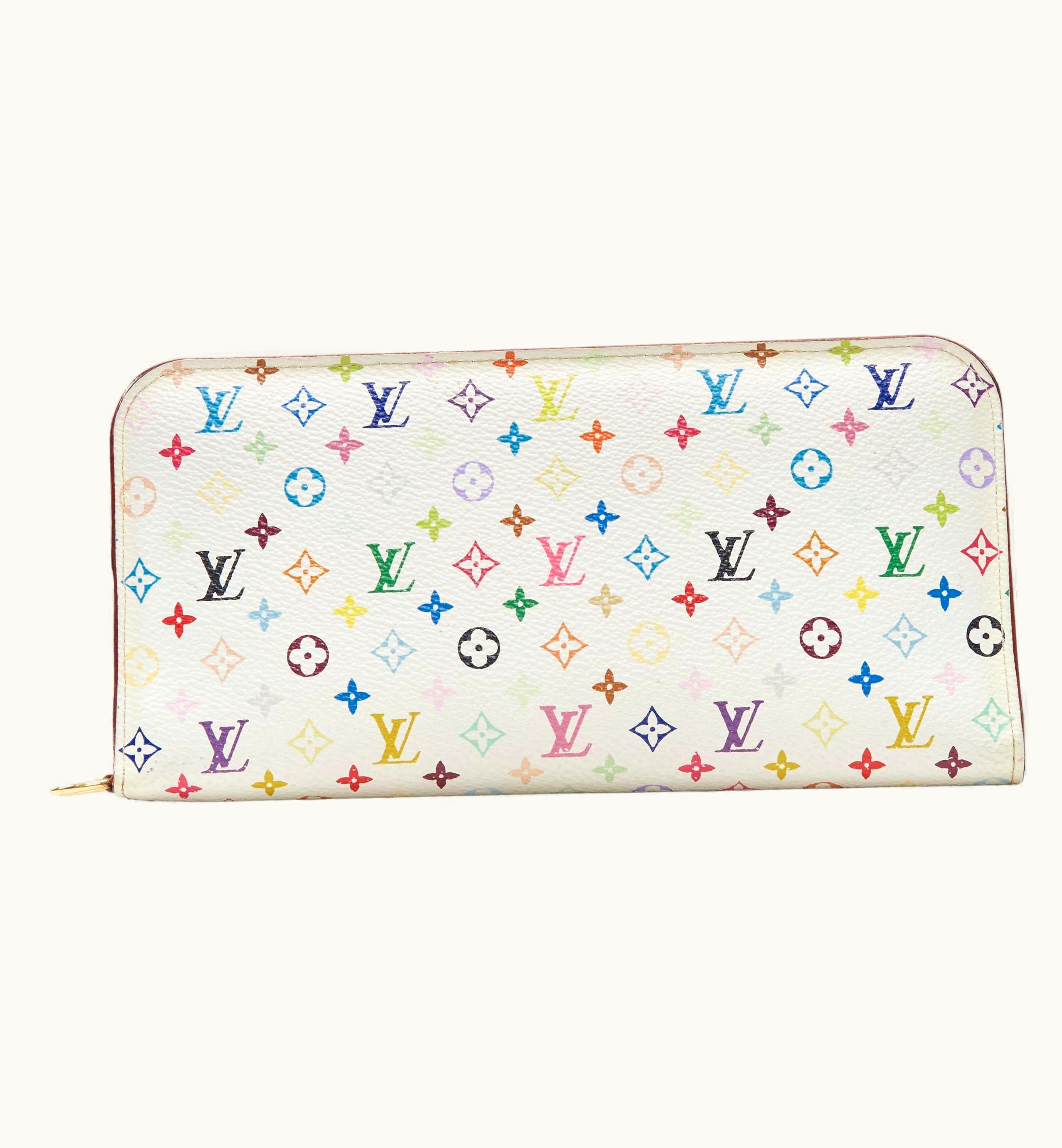 Louis Vuitton Louis Vuitton 2003 Takashi Murakami White Multicolour Monogram Ansoritto Wallet