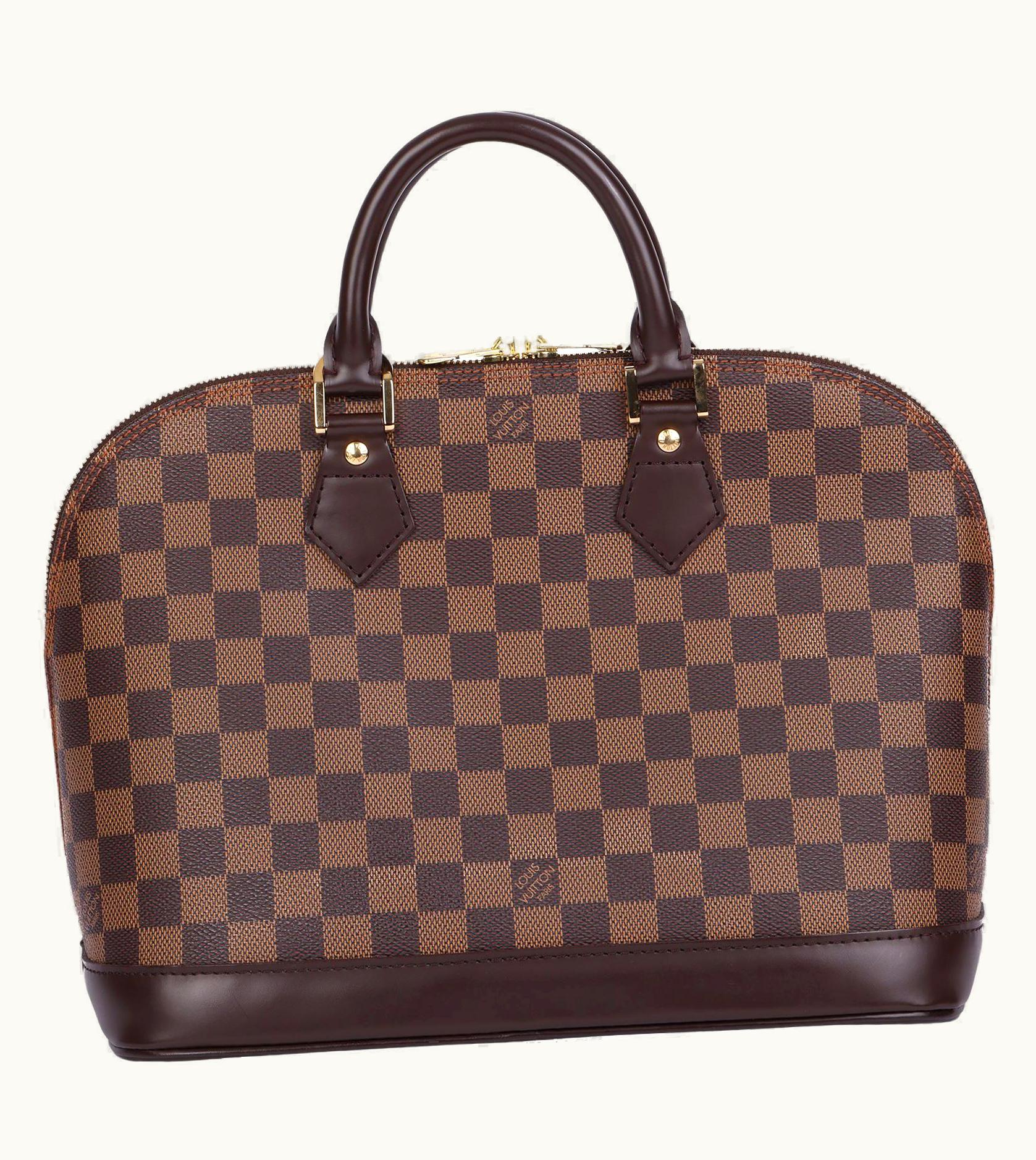 Louis Vuitton 2004 Louis Vuitton Brown Damier Ebene Coated Canvas & Calfskin Leather Alma Pm