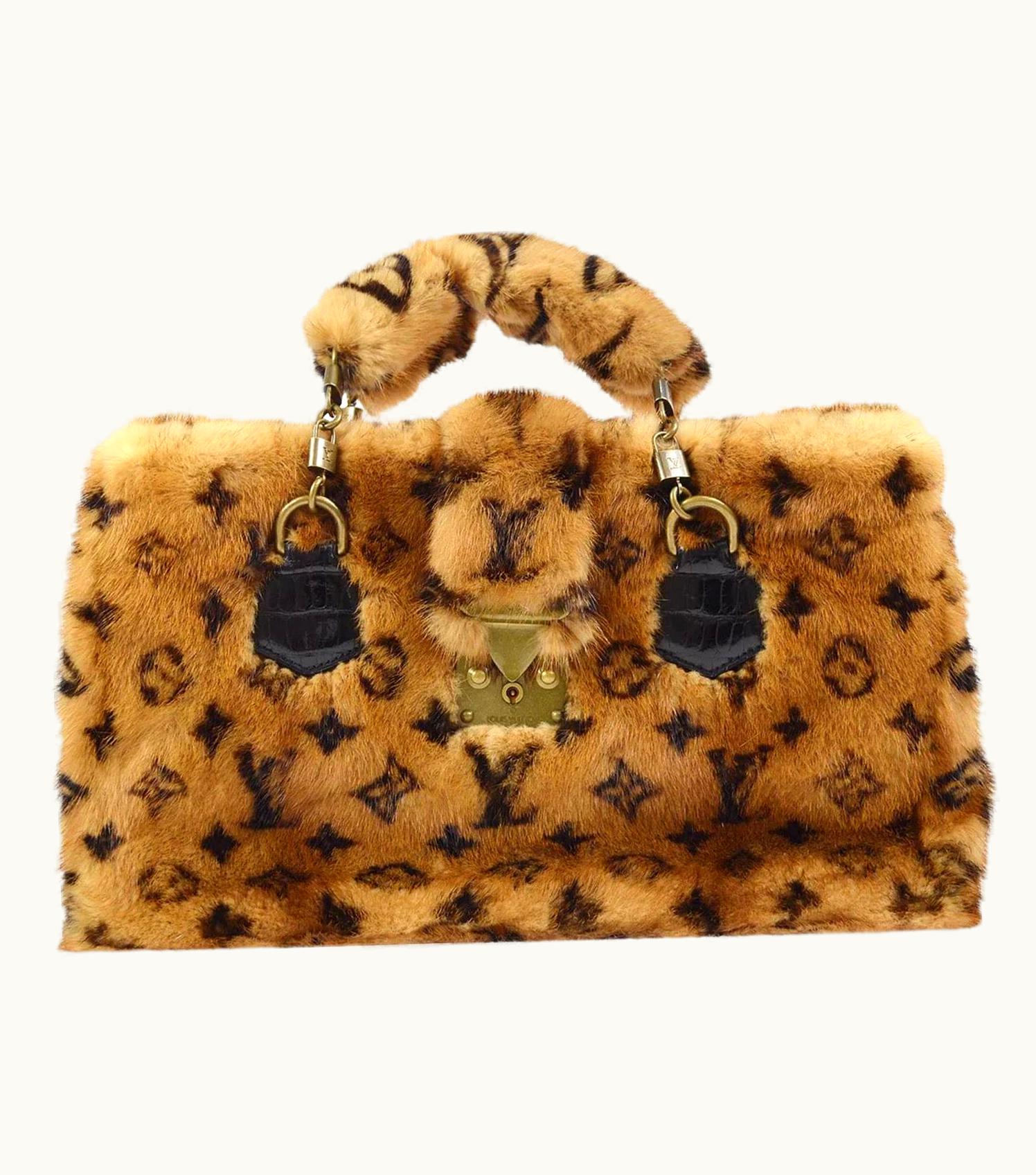 Louis Vuitton Louis Vuitton Limited Edition Monogram Fur Top Handle Satchel Kelly Style Bag