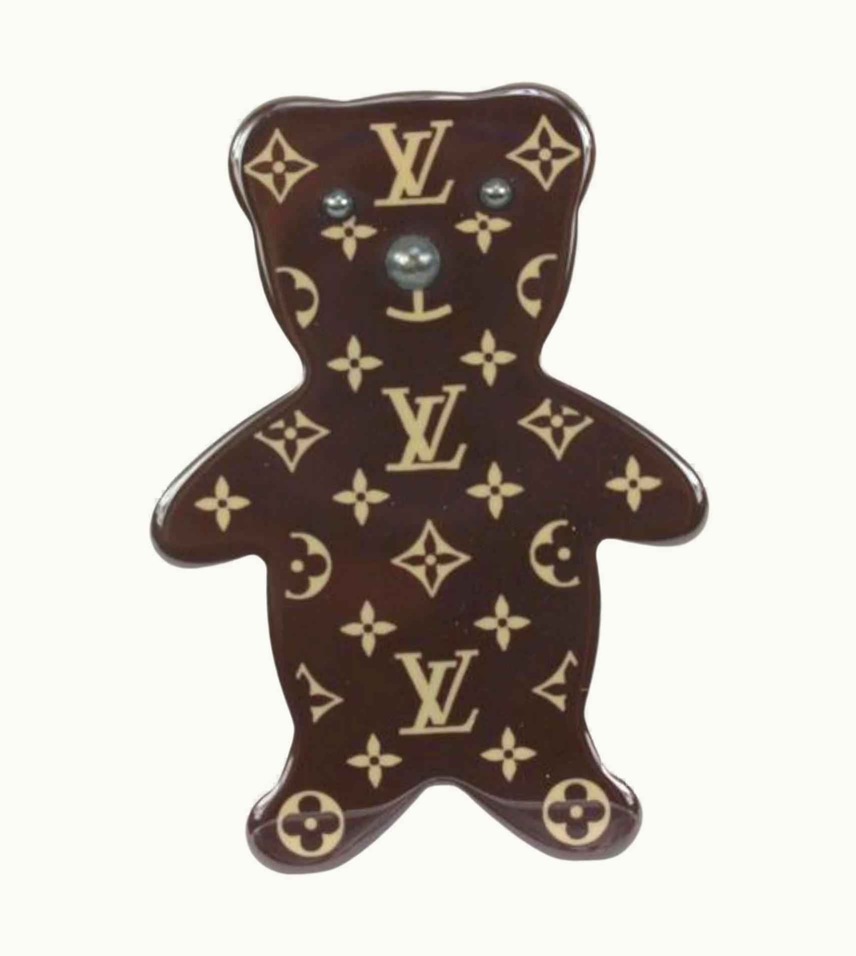 Louis Vuitton Louis Vuitton 2005 Brown Monogram Teddy Bear Pin Brooch S331lk39
