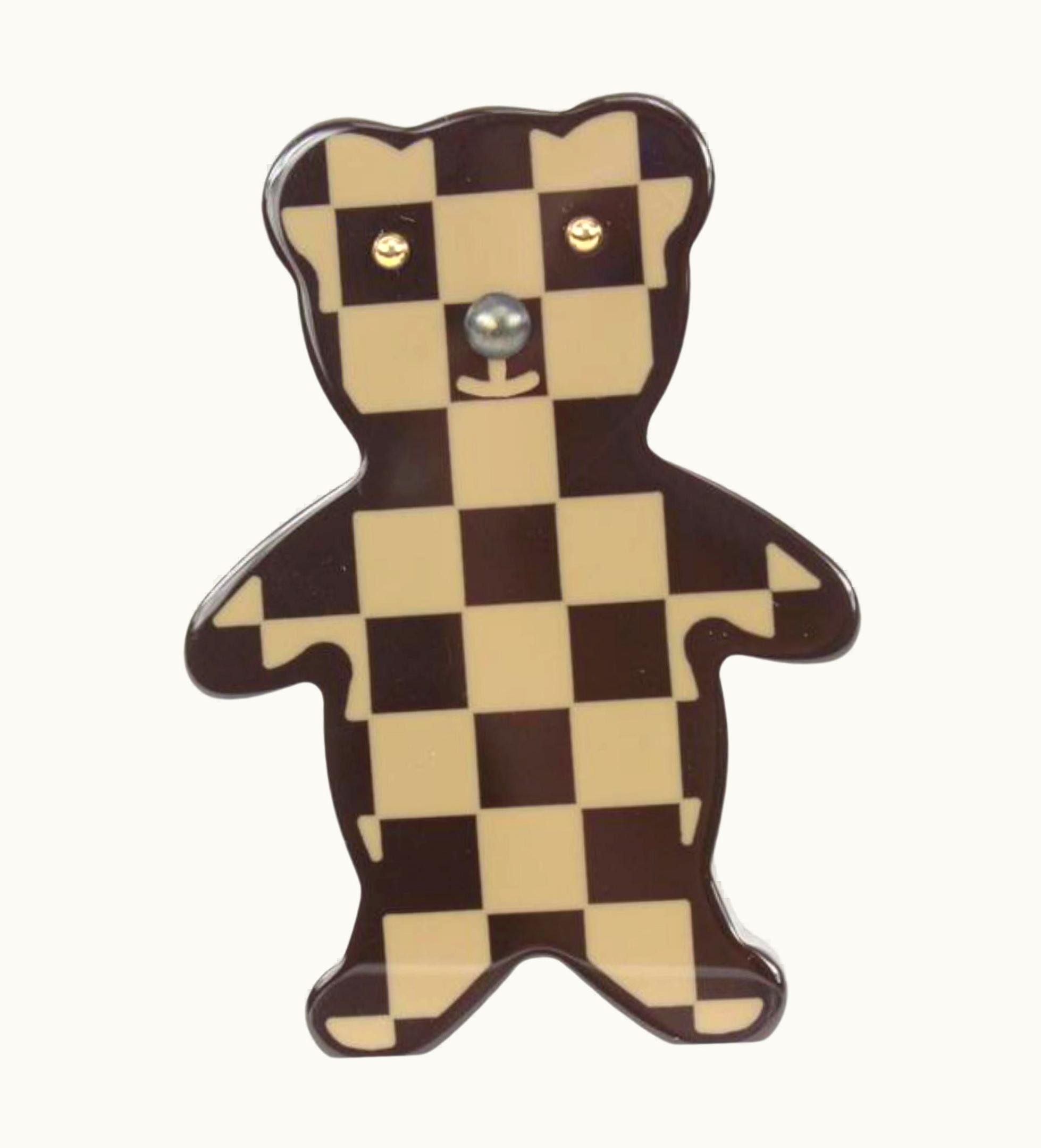 Louis Vuitton Louis Vuitton 2005 Damier Ebene Teddy Bear Pin Broochs 331lk43