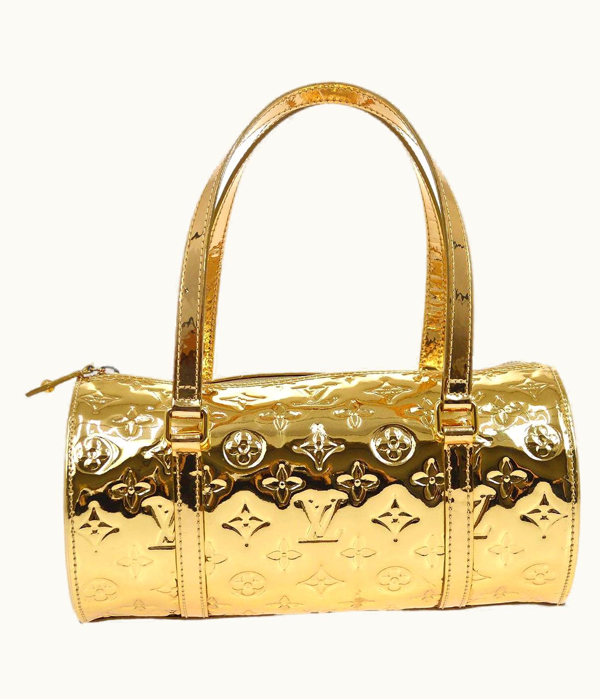 Louis Vuitton Louis Vuitton Gold Papillon Monogram Shiny Mirror Top Handle Evening Bag