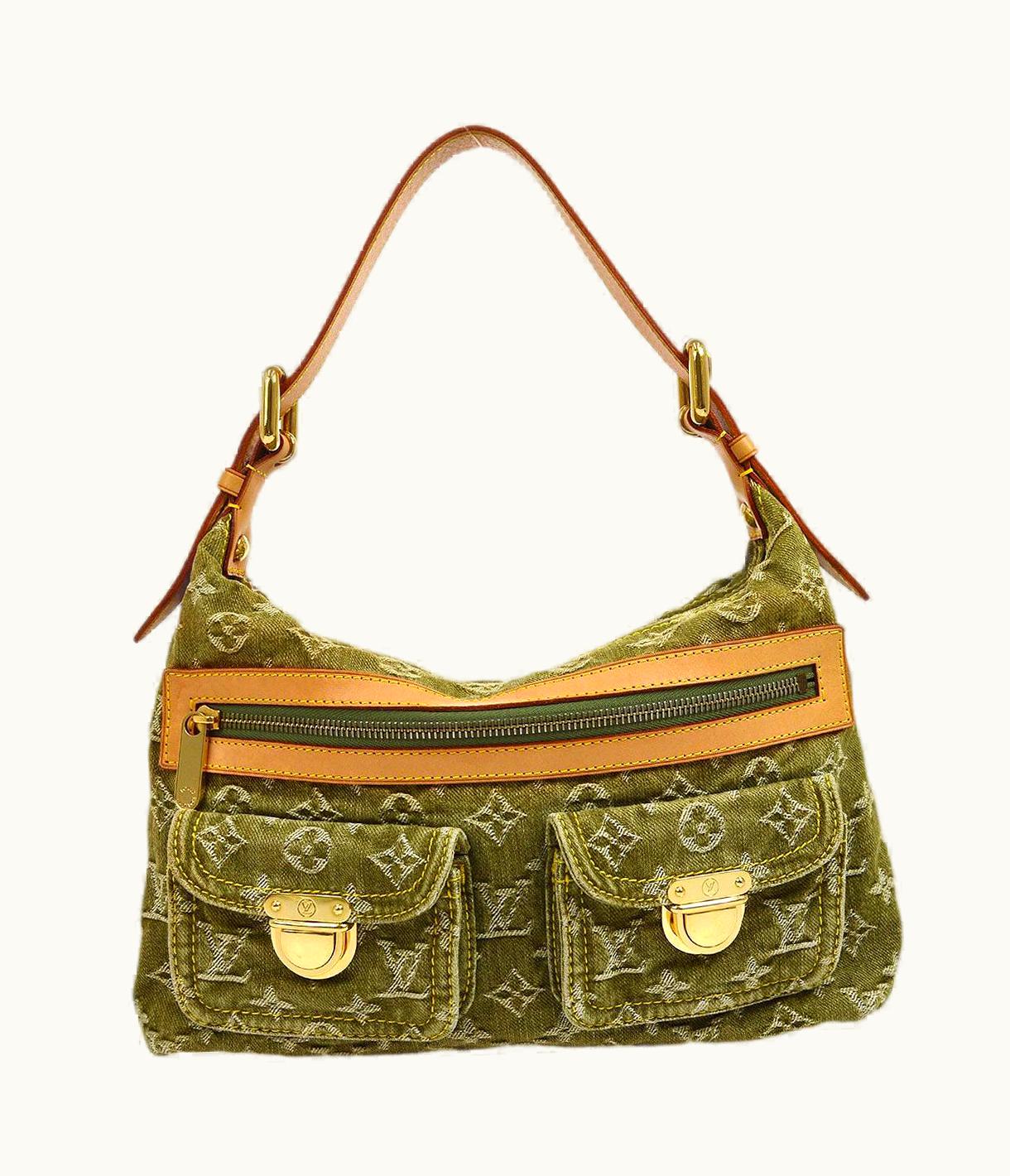 Louis Vuitton Louis Vuitton Green Denim Lv Monogram Logo Baggy Top Handle Shoulder Bag