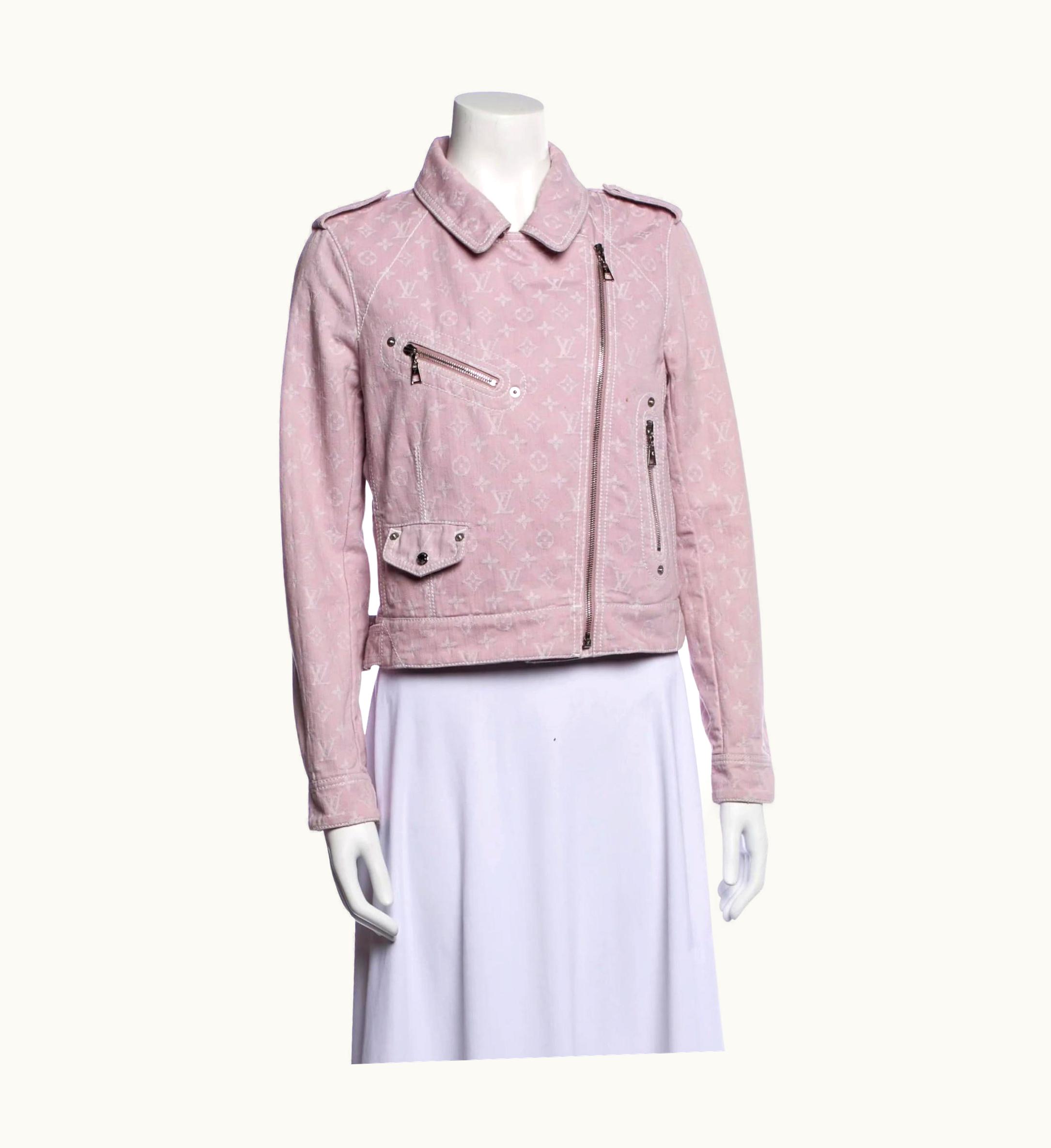 Louis Vuitton Louis Vuitton Lilac Monogram Denim Biker Jacket 2007 (Medium)