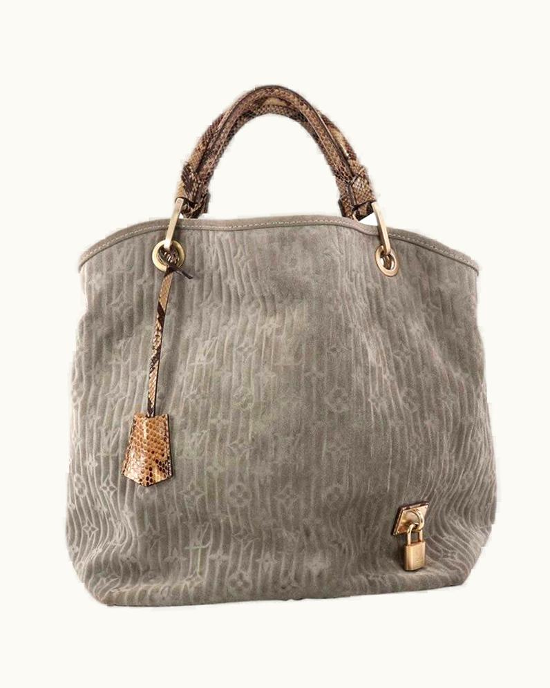 Louis Vuitton Louis Vuitton Limited Edition Whisper Bag Monogram Suede And Python Gm