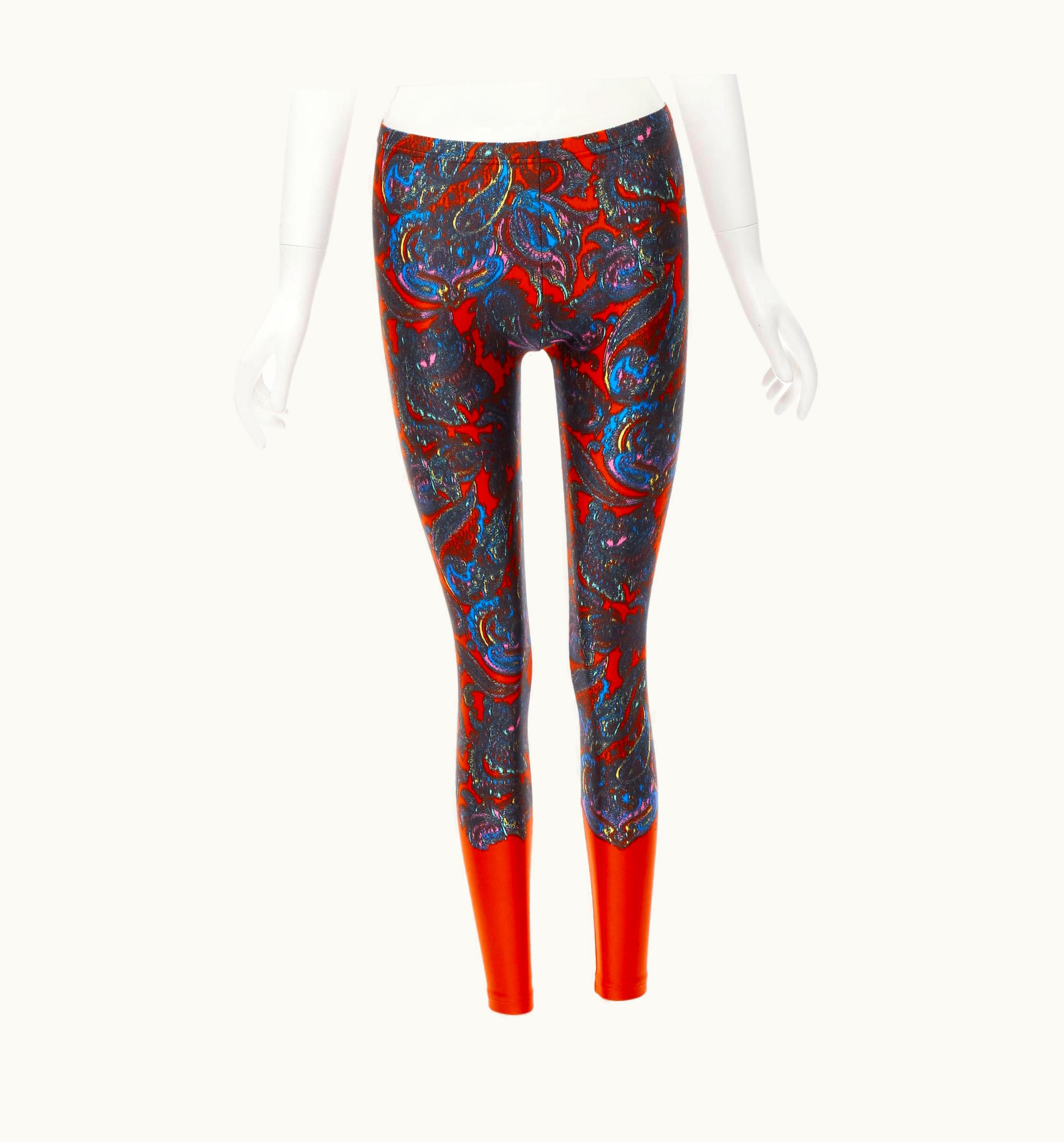 Louis Vuitton Louis Vuitton 2009 Runway Red Blue Paisley Print Stretchy Legging  Rare