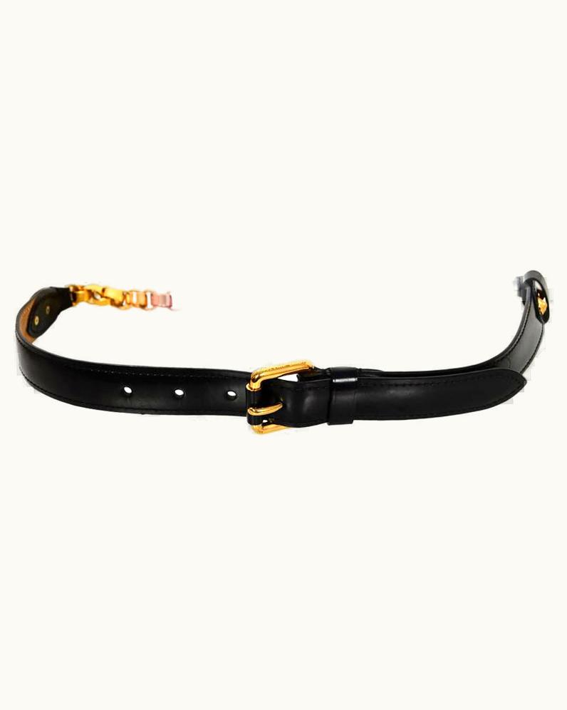 Louis Vuitton Louis Vuitton Black Leather And Goldtone Chain Belt