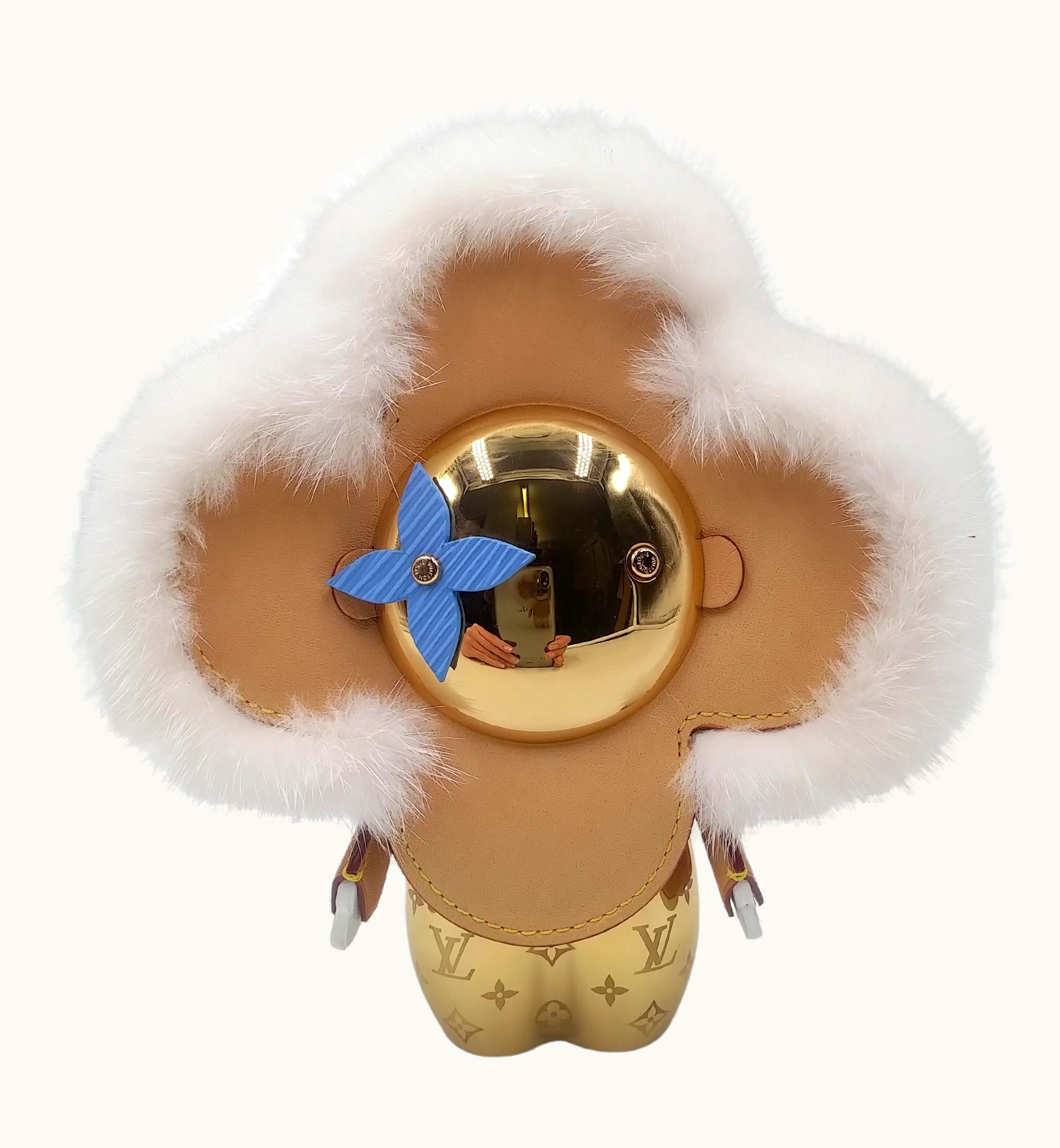 Louis Vuitton Louis Vuitton Metal Mink Fur Glossy Mini Vivienne Gold