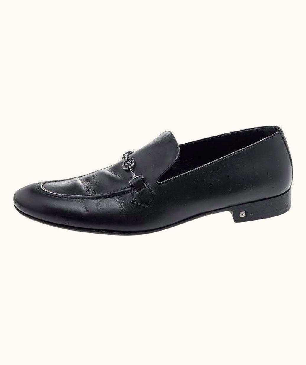 Louis Vuitton Louis Vuitton Black Leather Slip On Loafers