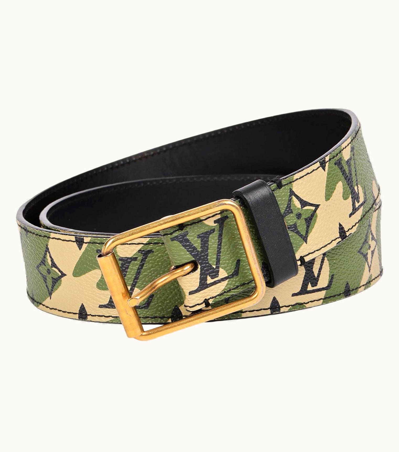 Louis Vuitton Louis Vuitton Green Monogramouflage Coated Canvas & Vachetta Murakami Belt