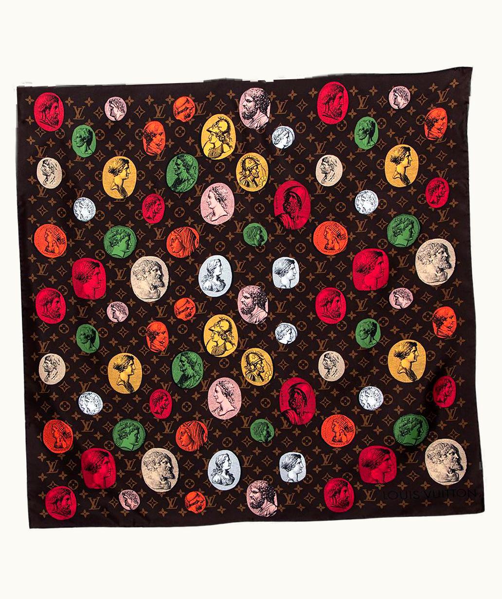 Louis Vuitton Louis Vuitton Fornasetti Brown Silk Cameo Square Scarf