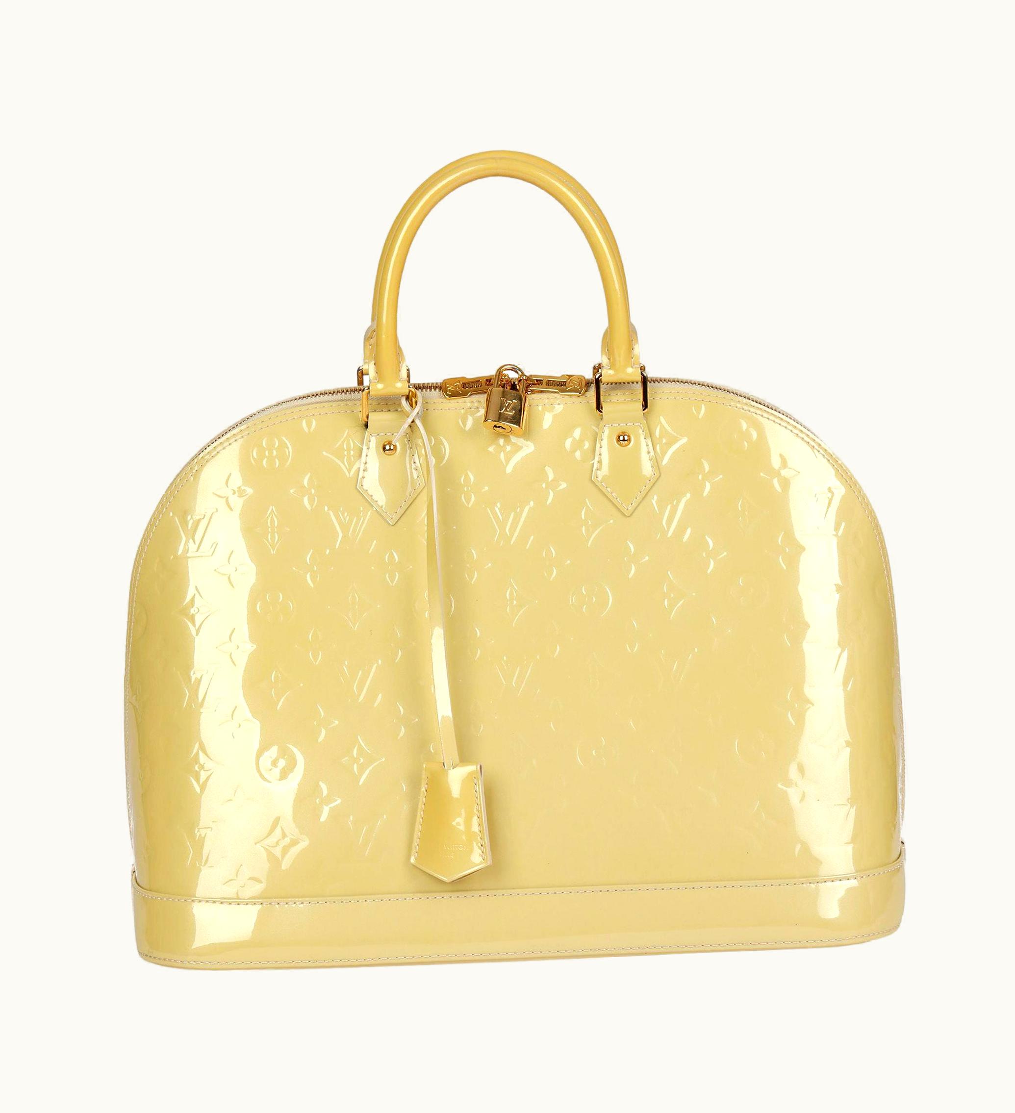 Louis Vuitton Louis Vuitton Blanc Corail Monogram Vernis Leather Alma Gm