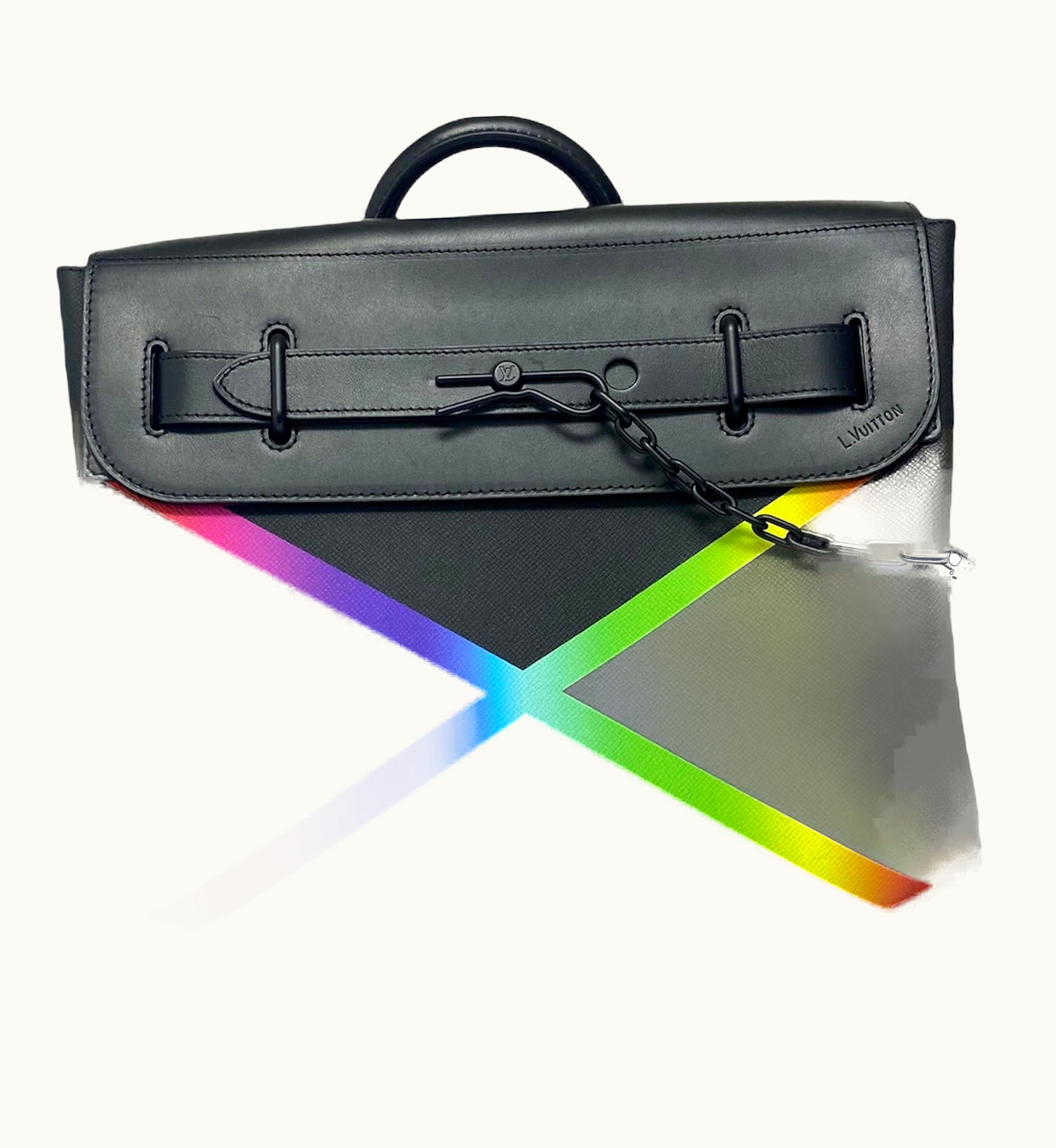 Louis Vuitton Louis Vuitton Black Leather Taiga Rainbow Steamer Pm Limited