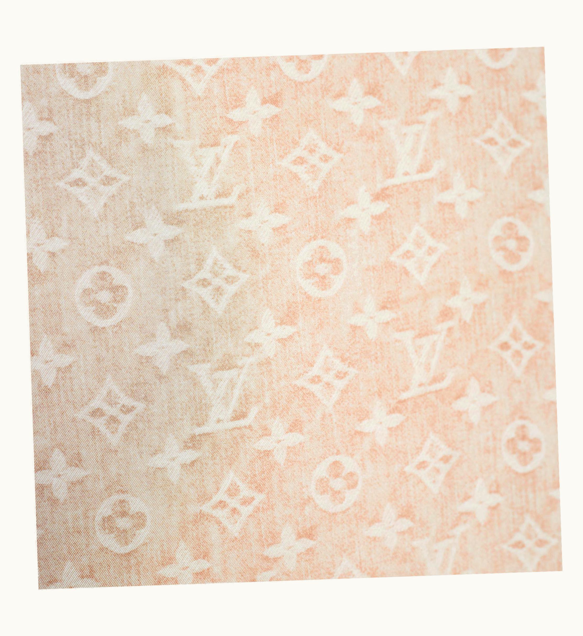 Louis Vuitton Louis Vuitton Pale Pink & Gold Monogram Print Silk Scarf