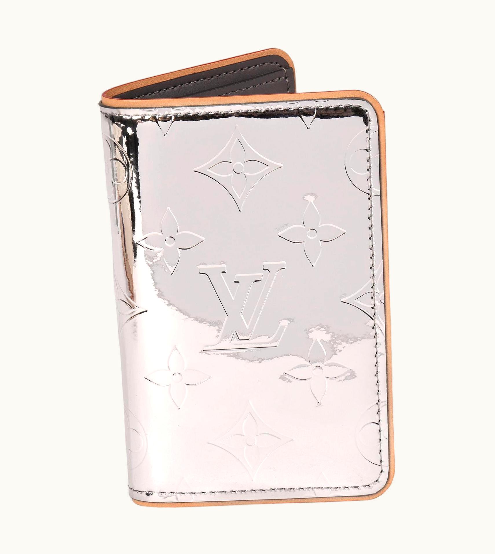 Louis Vuitton Louis Vuitton Silver Mirror Monogram Vinyl & Vachetta Slender Pocket Cardholder