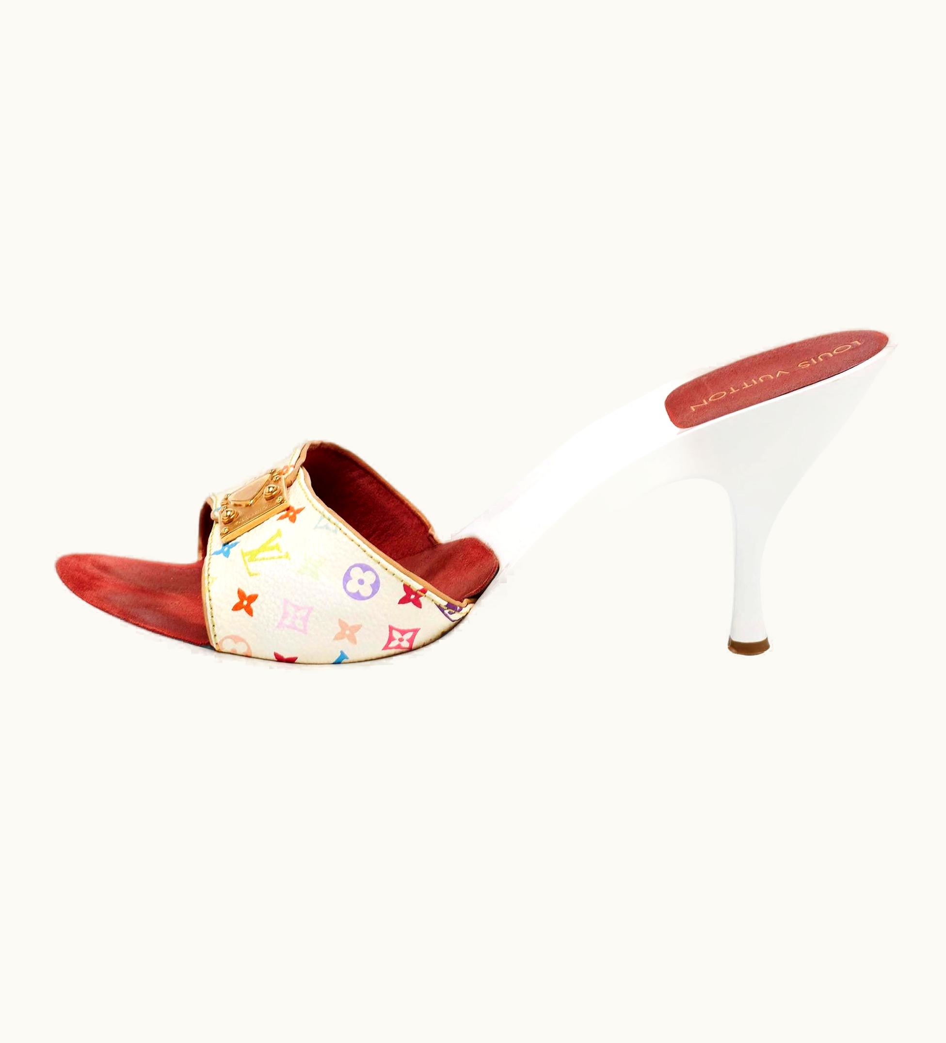 Louis Vuitton Louis Vuitton White Monogram Canvas Slide Sandals