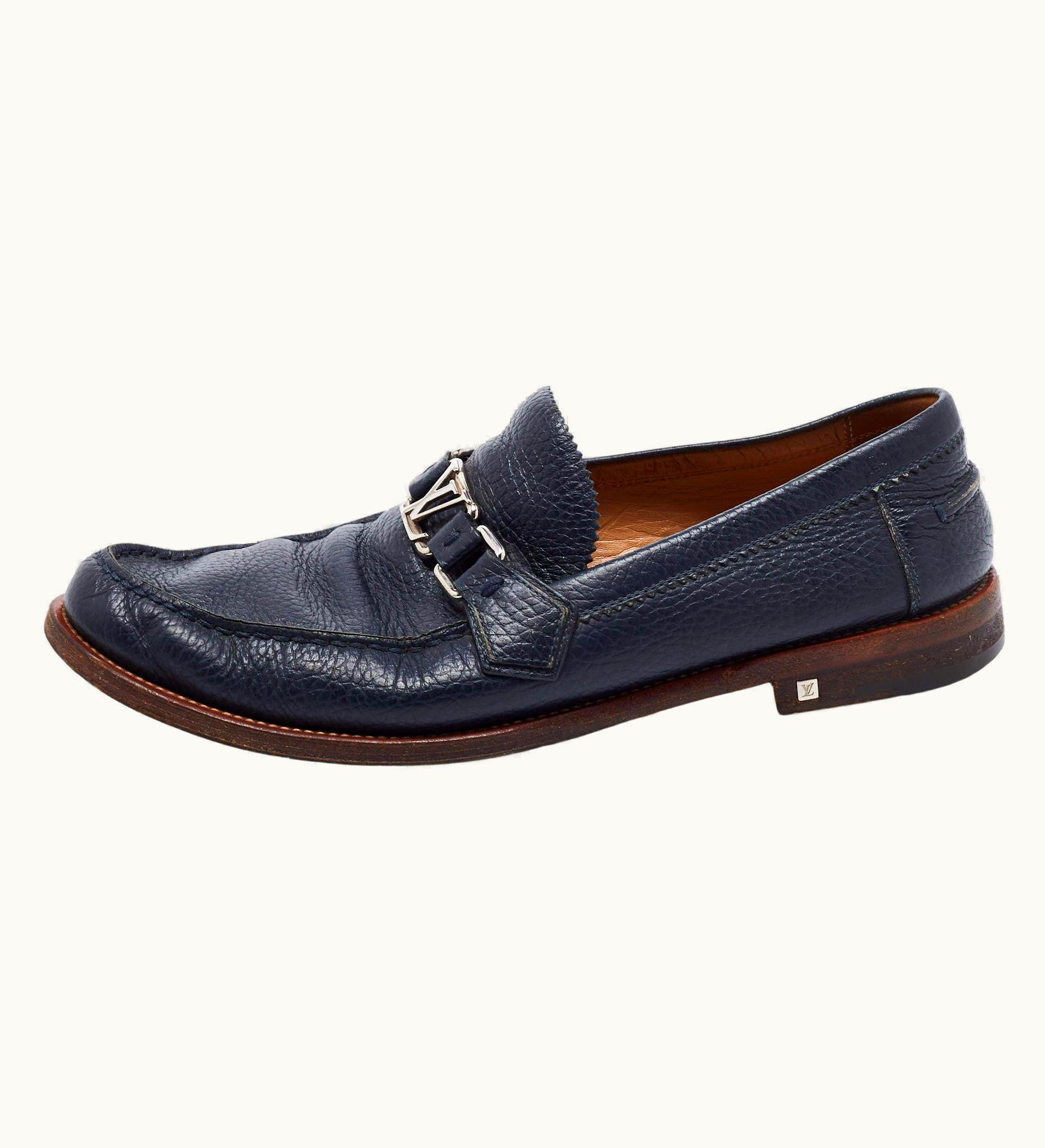 Louis Vuitton Louis Vuitton Navy Blue Leather Major Loafers