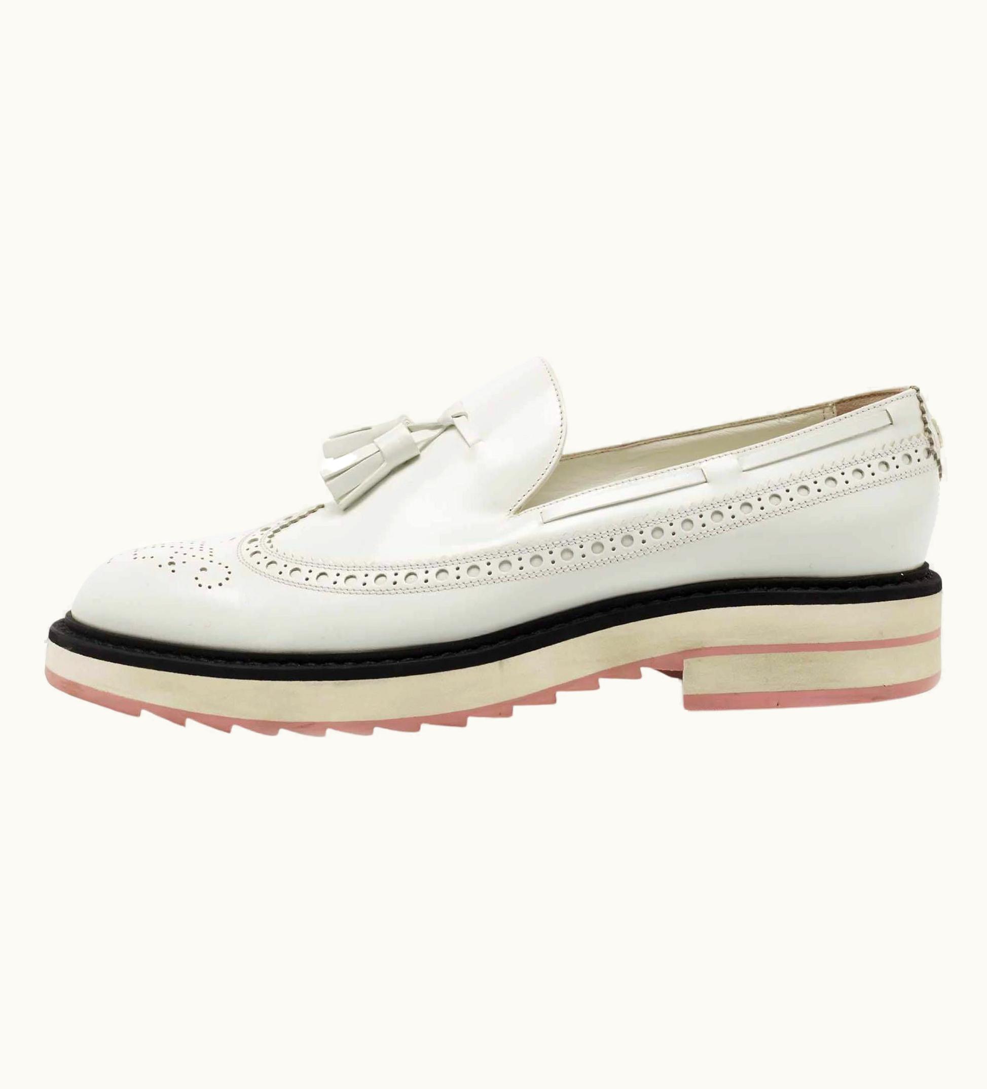 Louis Vuitton Louis Vuitton White Leather Slip On Loafers