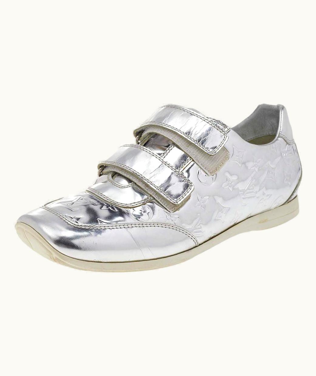 Louis Vuitton Louis Vuitton Metallic Silver Monogram Mirror Tennis Sneakers