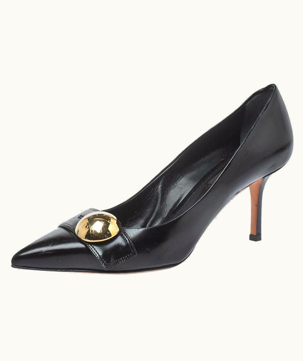 Louis Vuitton Louis Vuitton Black Leather Pointed Toe Pumps