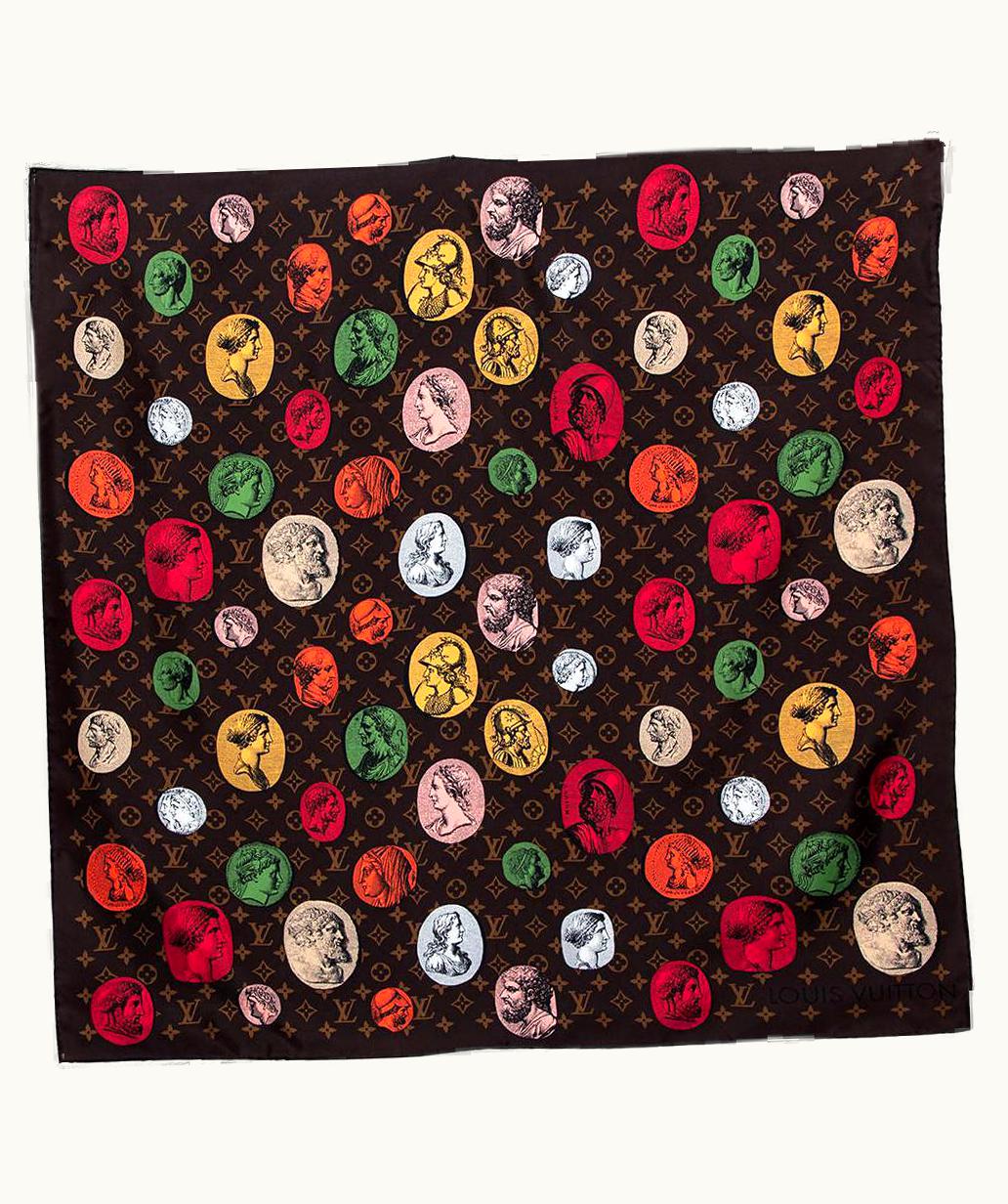 Louis Vuitton Louis Vuitton Fornasetti Brown Monogram Silk Cameo Square Scarf