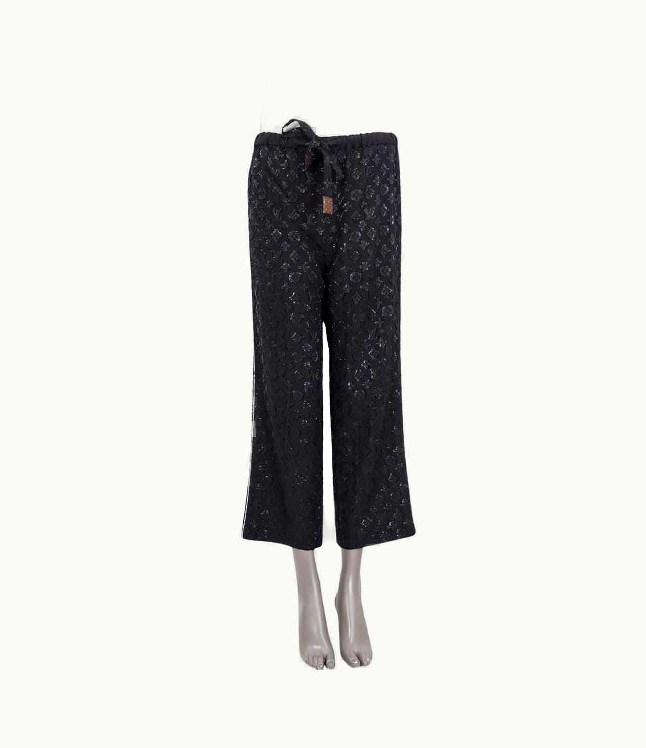 Louis Vuitton Louis Vuitton Black Silk Monogram Lurex Jacquard Pajama Pants