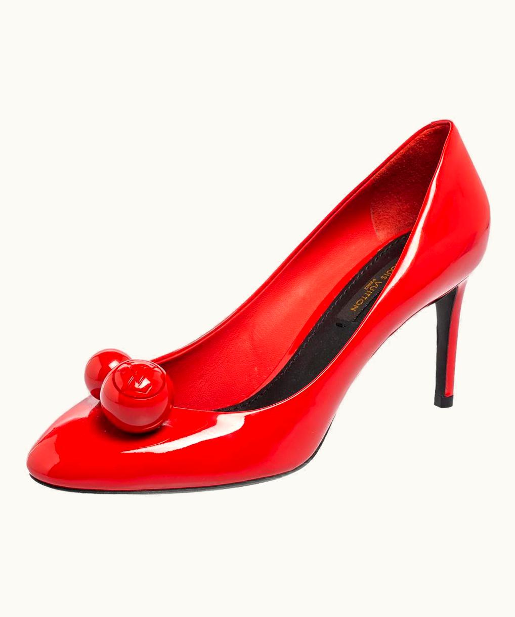 Louis Vuitton Louis Vuitton Red Patent Leather Ball Pointed Toe Pumps