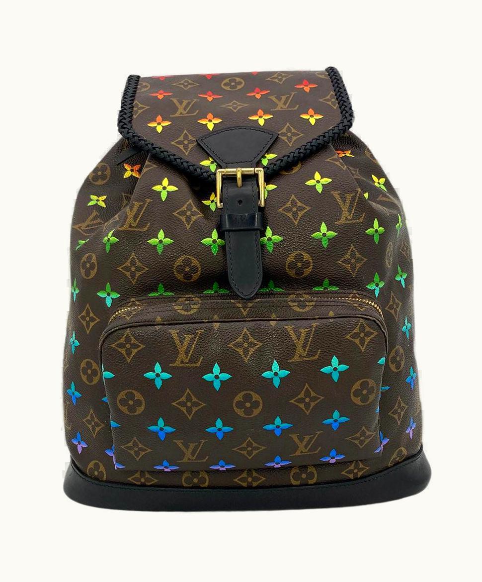Louis Vuitton Ooak Louis Vuitton Hand Painted Leather Wrapped Montsouris Gm Backpack