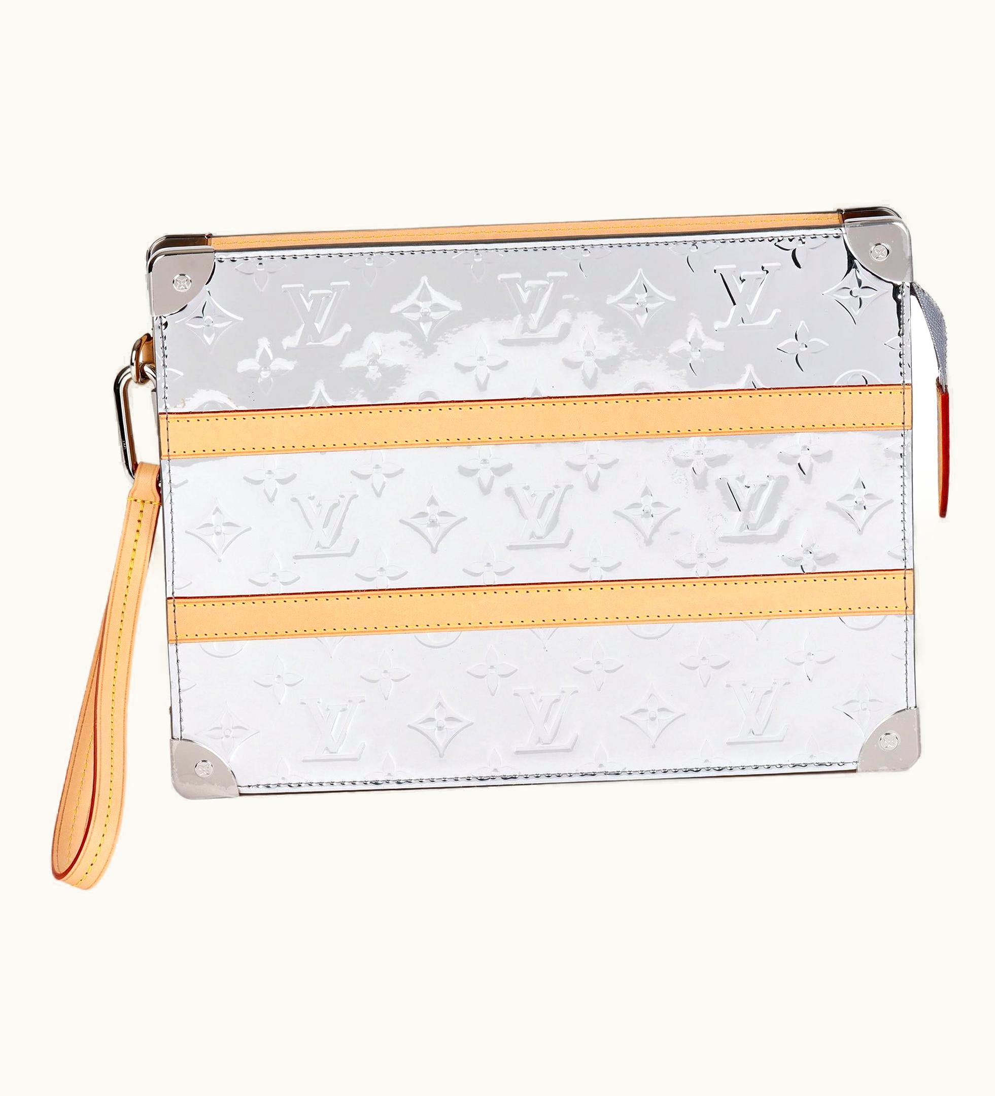 Louis Vuitton Louis Vuitton Silver Monogram Mirror Vinyl & Vachetta Leather Trunk Pouch