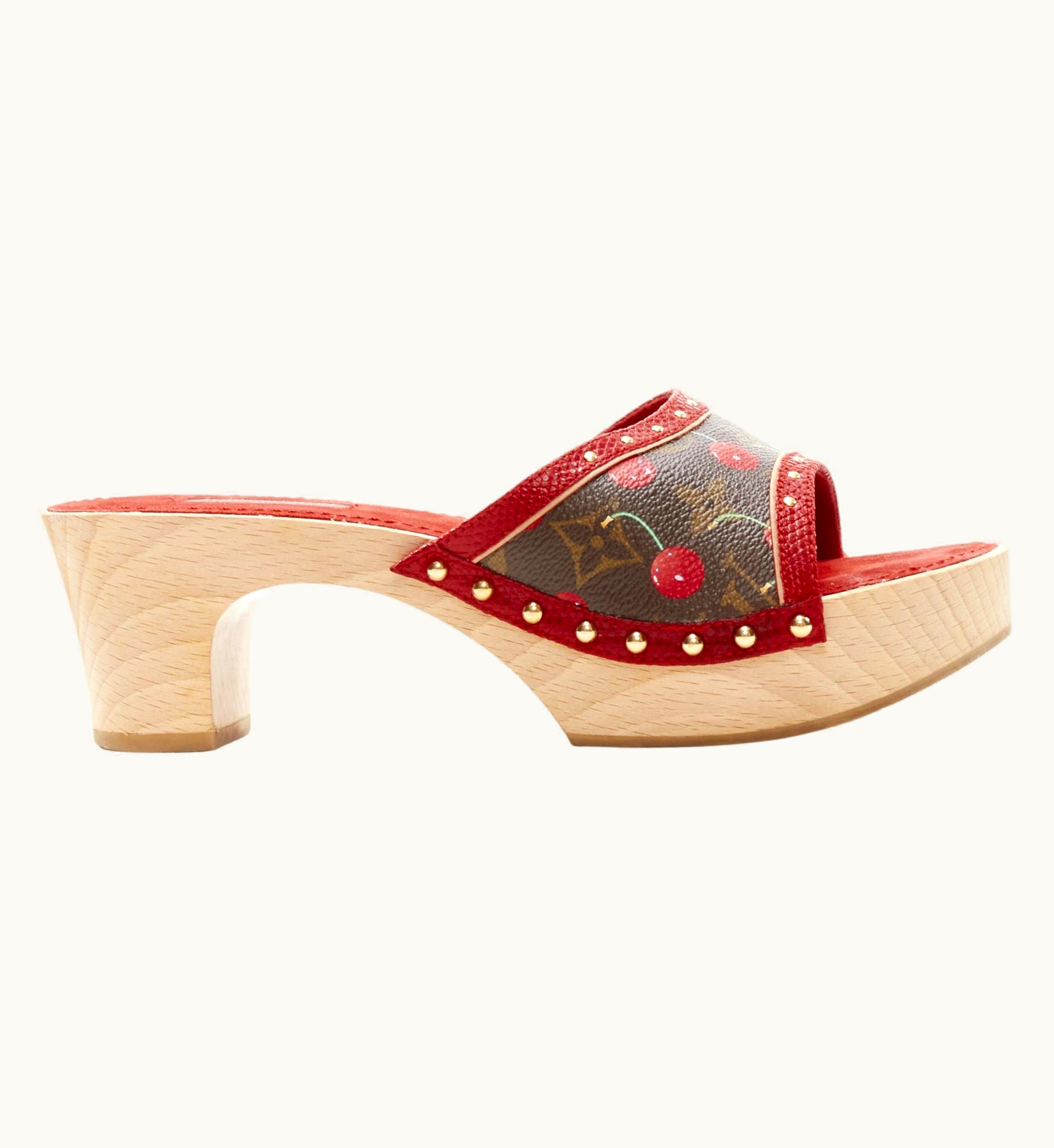 Louis Vuitton Rare Louis Vuitton Takashi Murakami Cerises Cherry Wooden Clog Sandal
