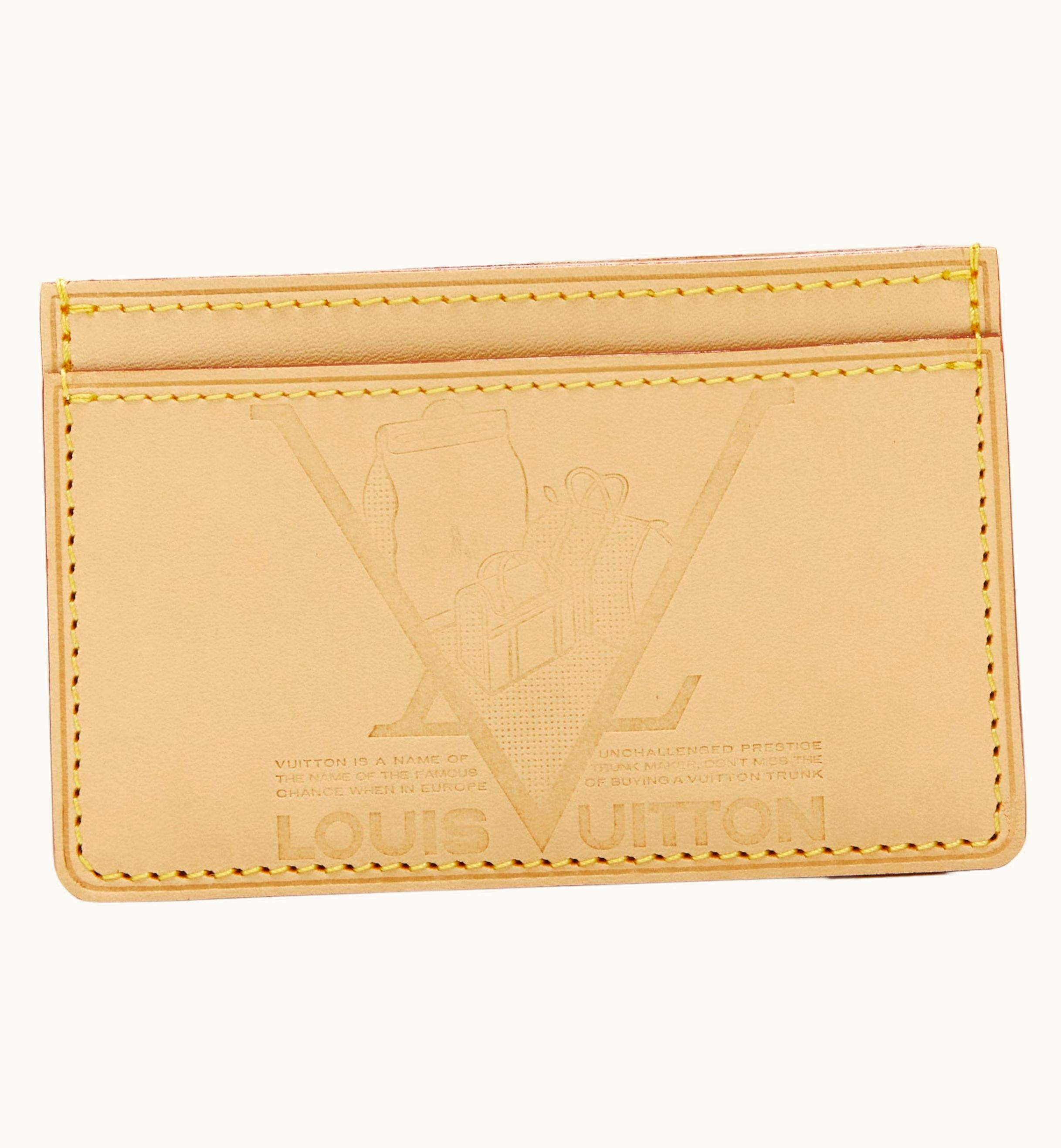 Louis Vuitton Louis Vuitton Lv Logo Trunk Embossed Tan Vachetta Leather Cardholder Wallet