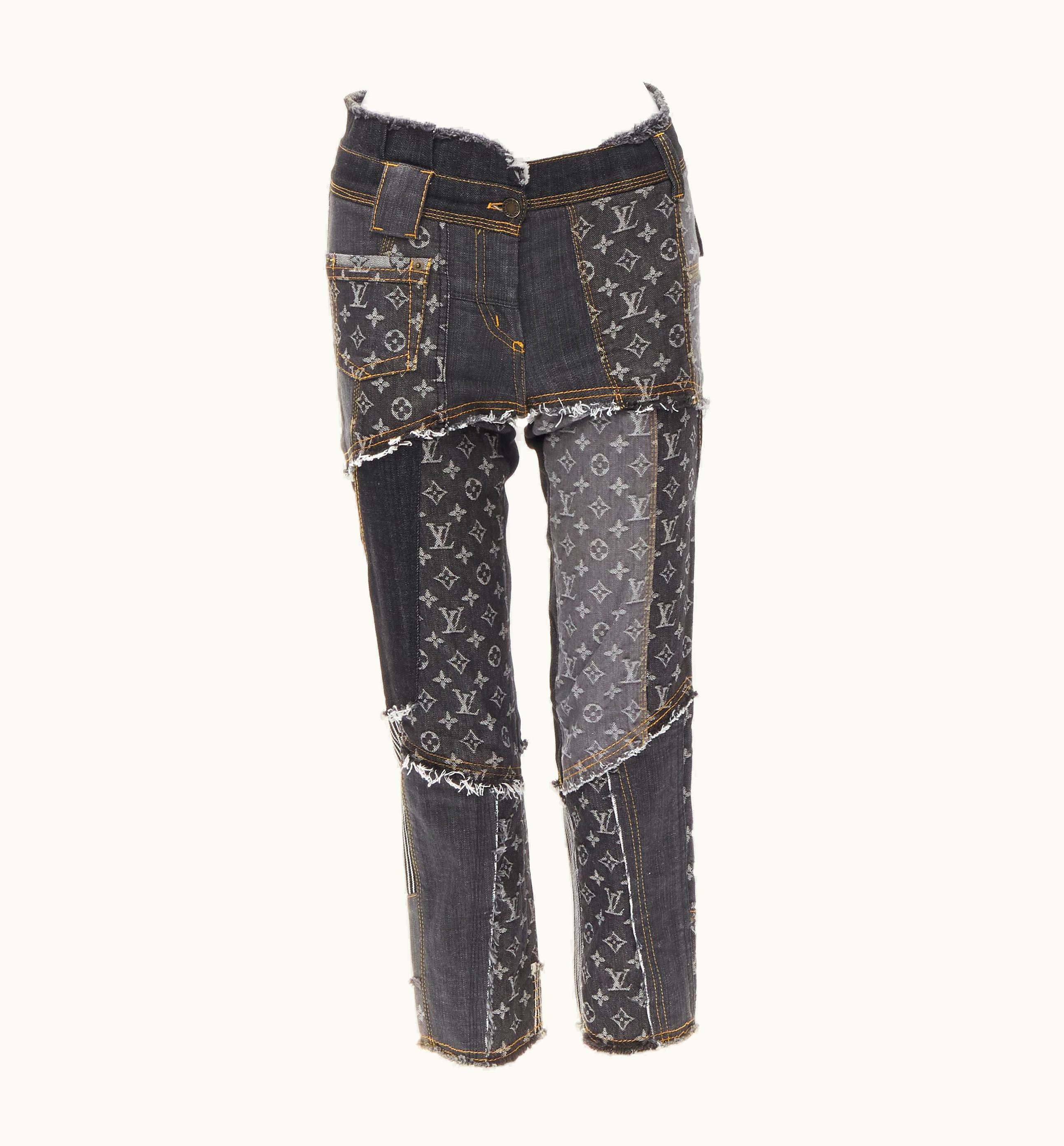 Louis Vuitton Rare Louis Vuitton Lv Mongram Jacquard Raw Cut Patchwork Jean