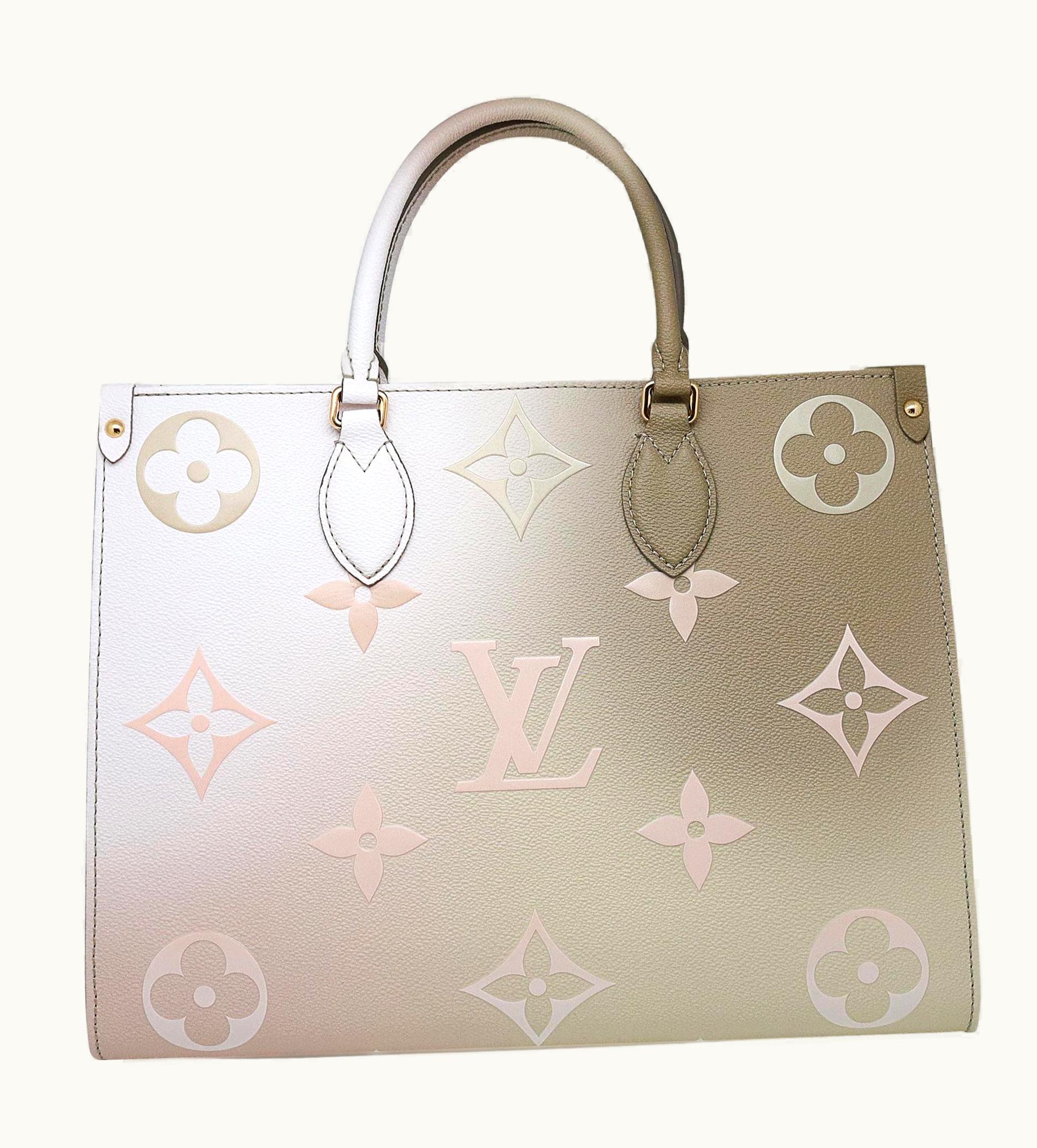 Louis Vuitton Louis Vuitton Onthego mm Sunset Kaki Coated Canvas Leather Handbag
