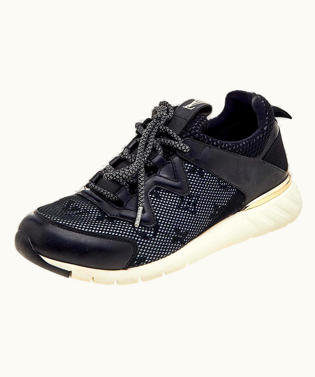 Louis Vuitton Louis Vuitton Black Leather And Mesh Low Top Sneakers