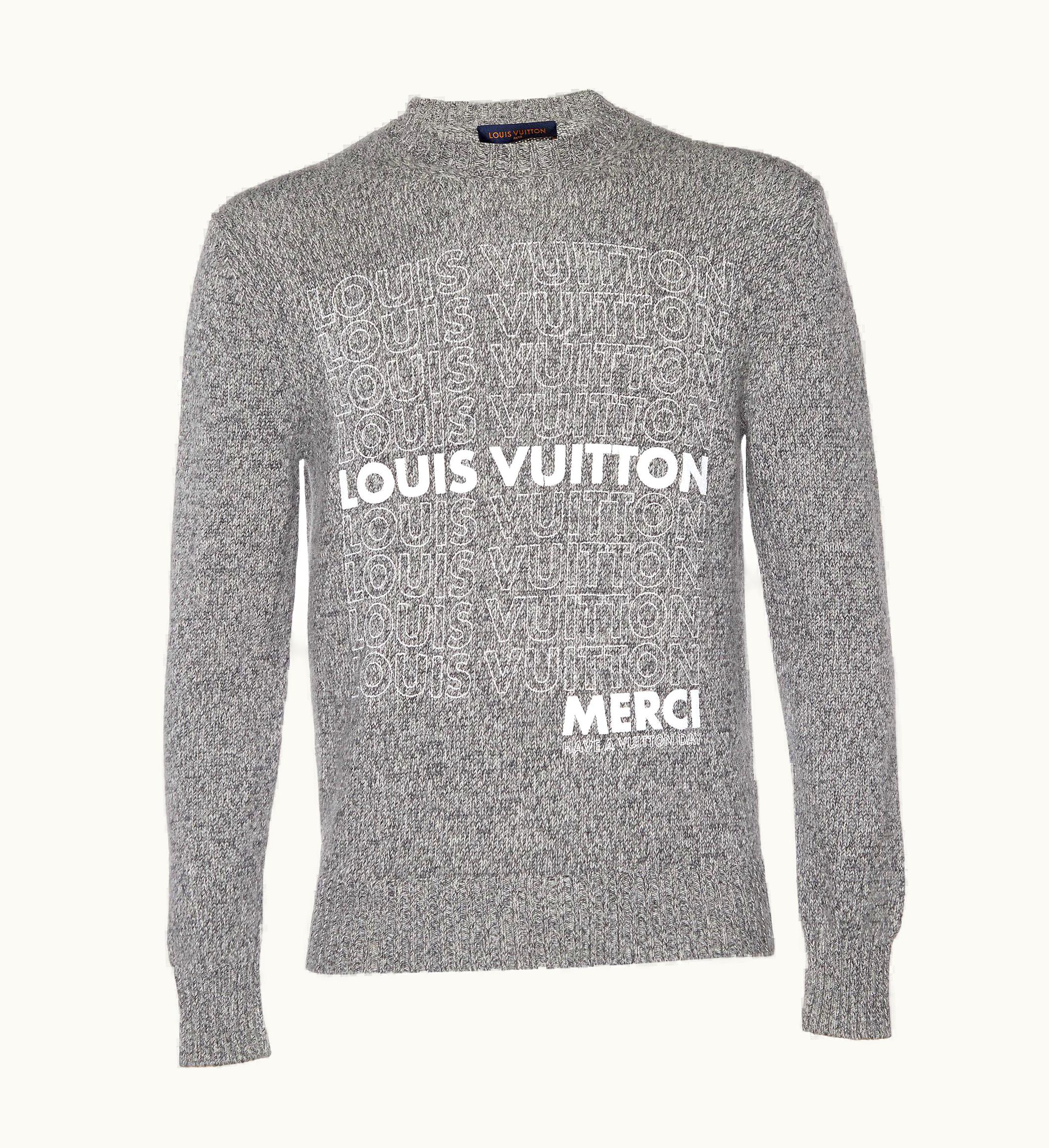 Louis Vuitton Louis Vuitton Grey Logo Printed Cashmere & Cotton Knit Sweater