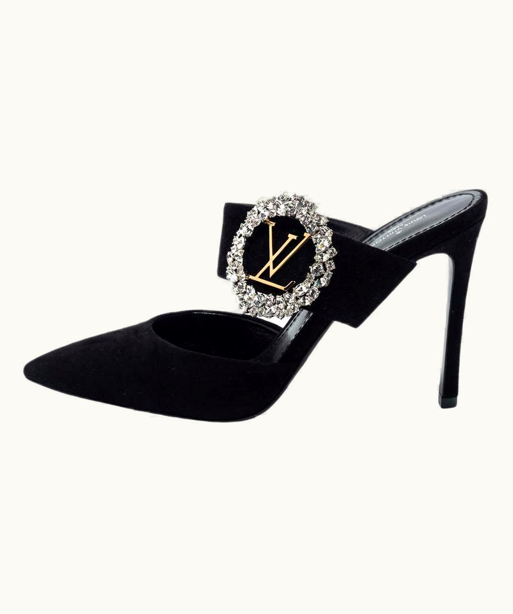 Louis Vuitton Louis Vuitton Black Suede Madeleine Pointed Toe Mules