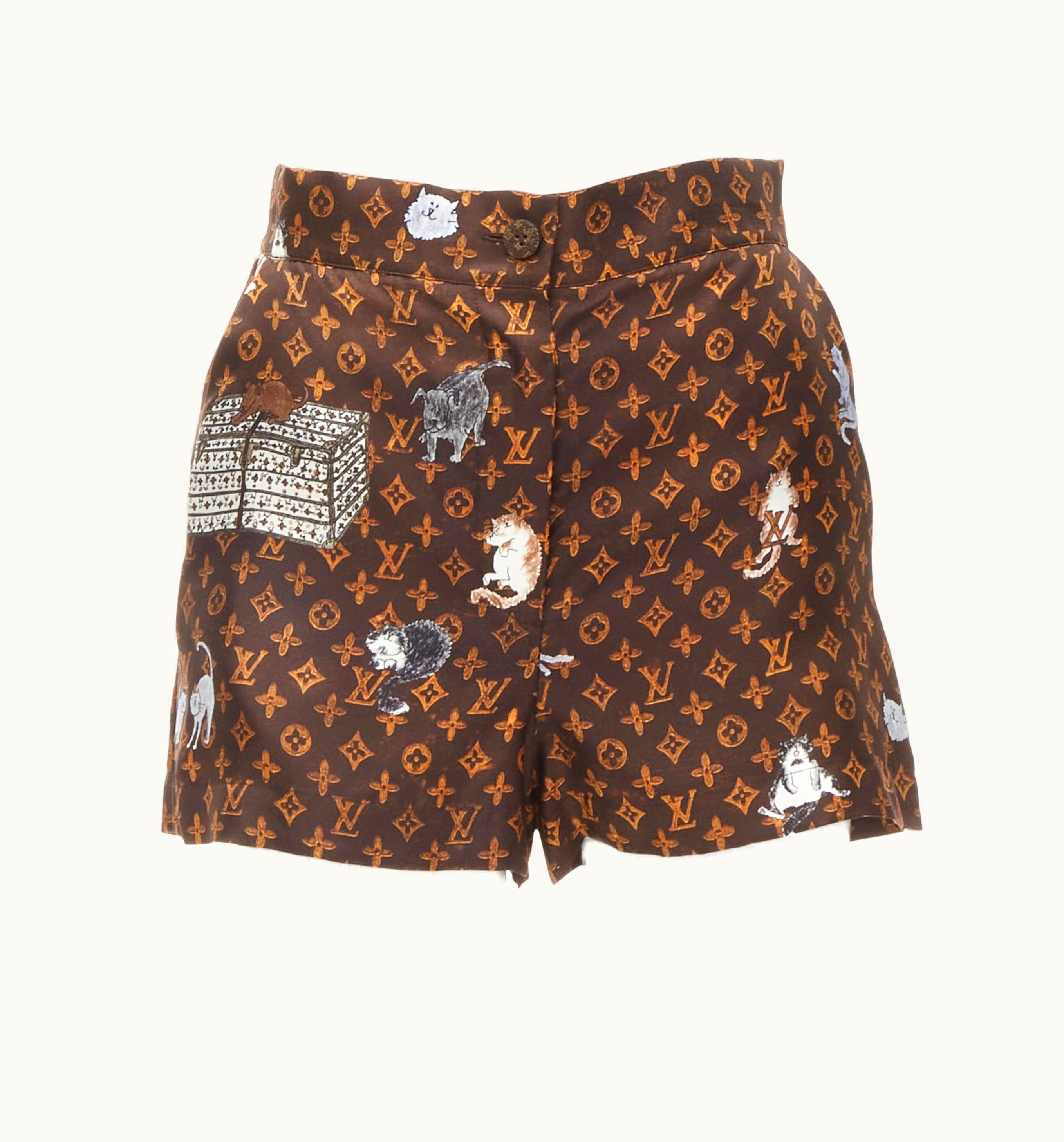 Louis Vuitton Louis Vuitton 2019 Catogram Lv Monogram Print Silk Shorts