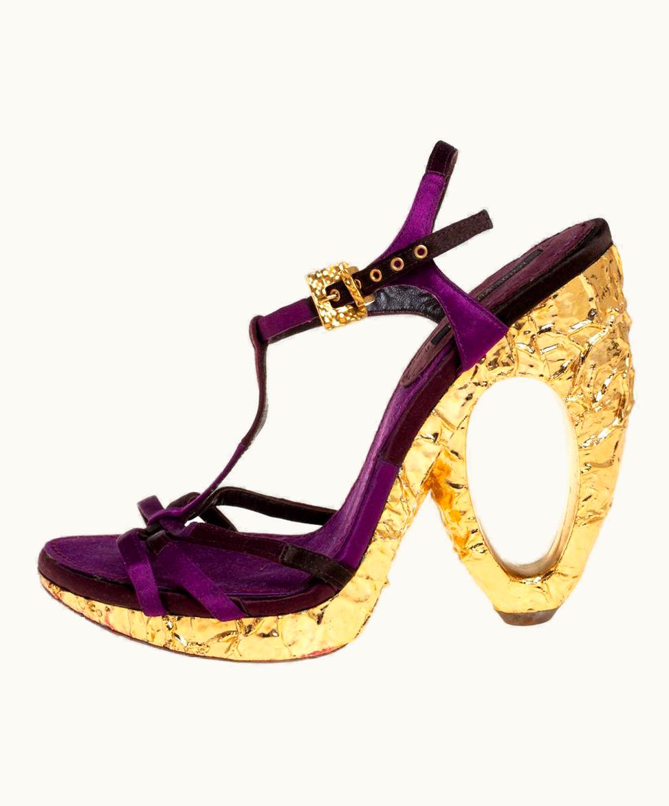 Louis Vuitton Louis Vuitton Purple Satin Feerique Morganne Wedge Sandals