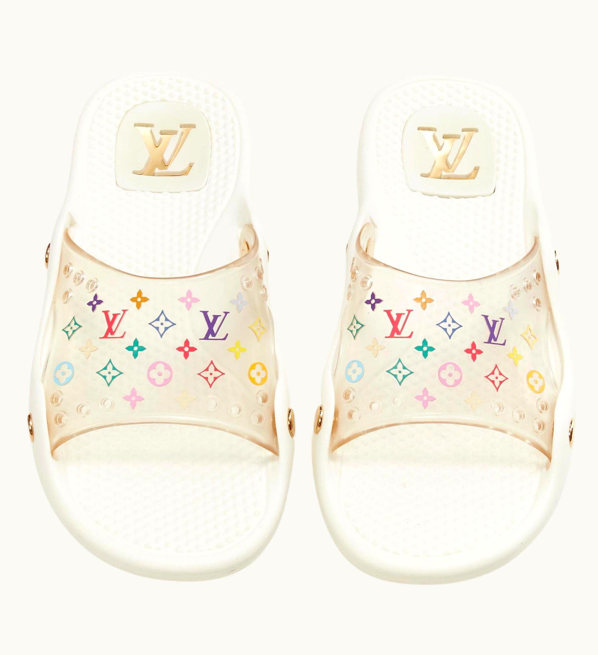 Louis Vuitton Rare Louis Vuitton Y2k White Multicolour Monogram Clear Pvc Pool Slides