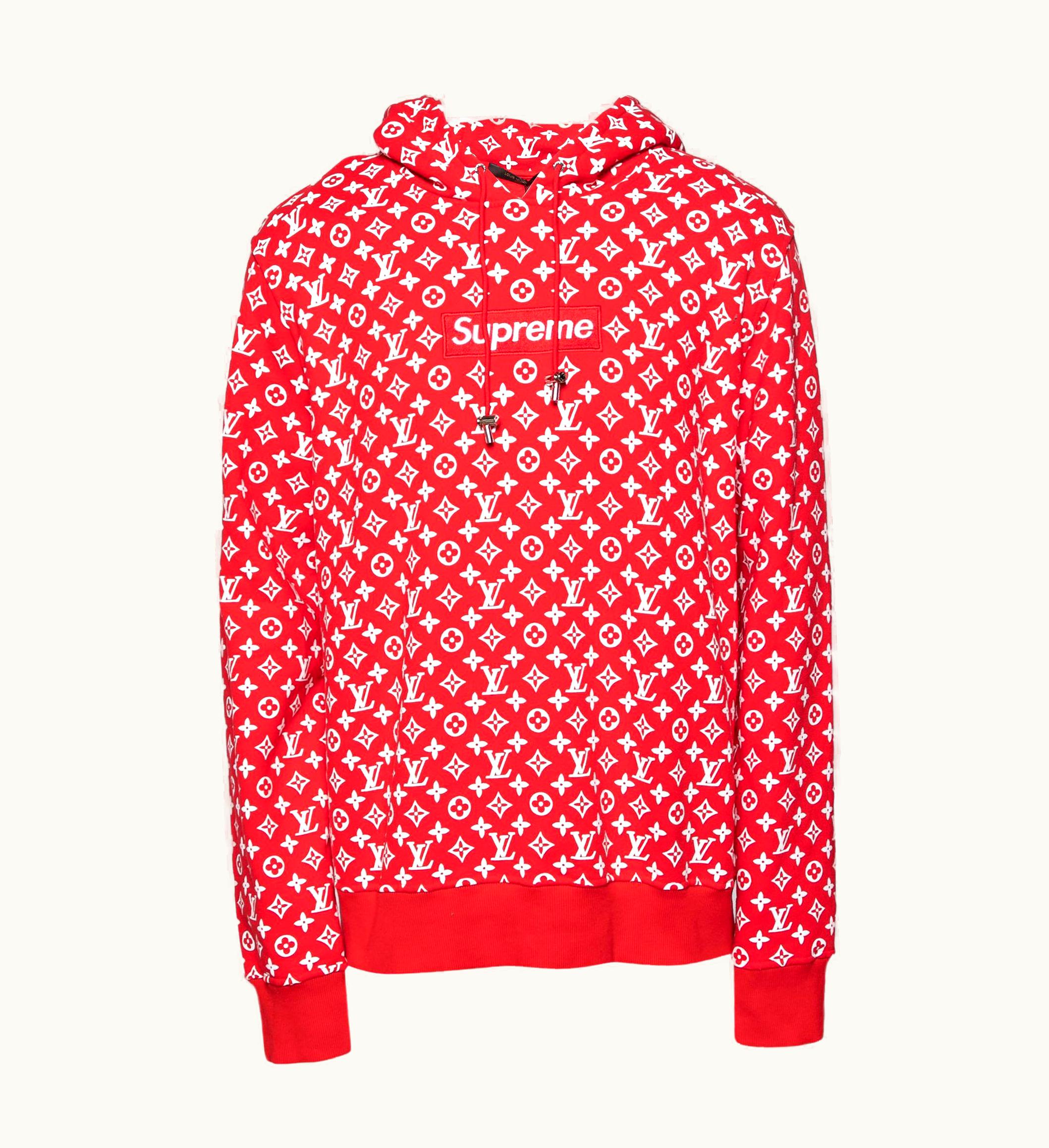 Louis Vuitton Louis Vuitton Supreme Red Monogram Cotton Box Logo Hoodie Xxxl UZ0582657