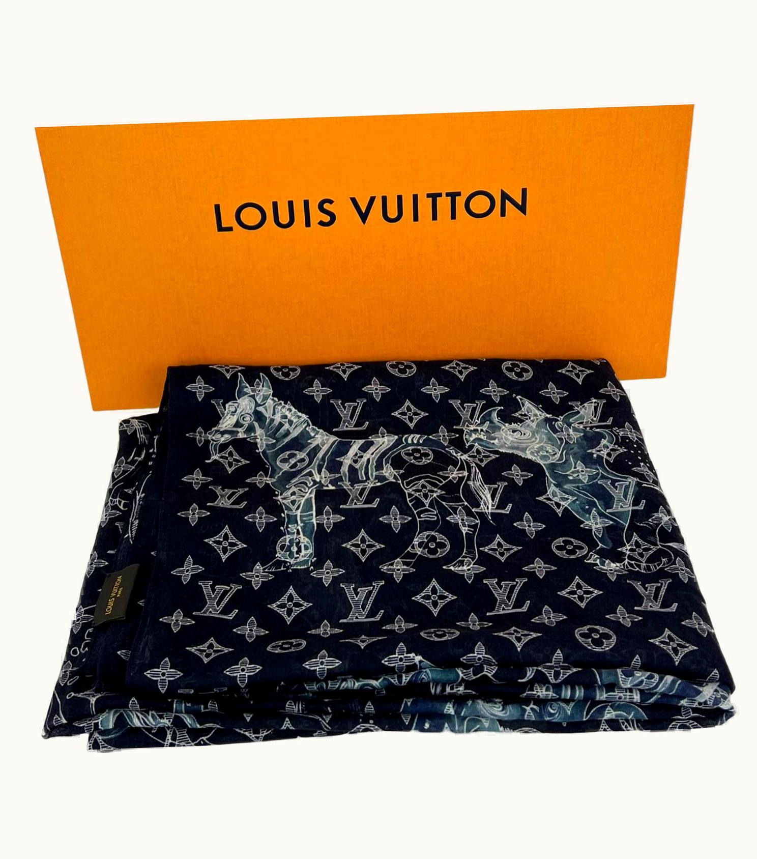 Louis Vuitton Louis Vuitton Scarf Chapman Brothers Stole Blue Monogram Lv Wrap Cashmere