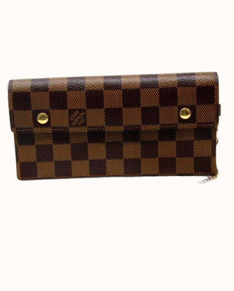 Louis Vuitton Louis Vuitton Brown Signature Monogram Damier Accordeon Gm Chain Gold Wallet