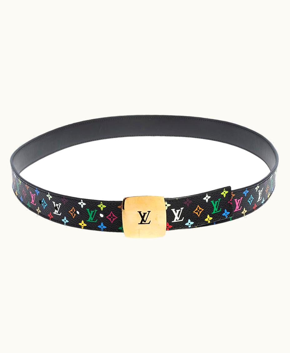 Louis Vuitton Louis Vuitton Black Multicolore Monogram Canvas Lv Cut Belt 90 Cm