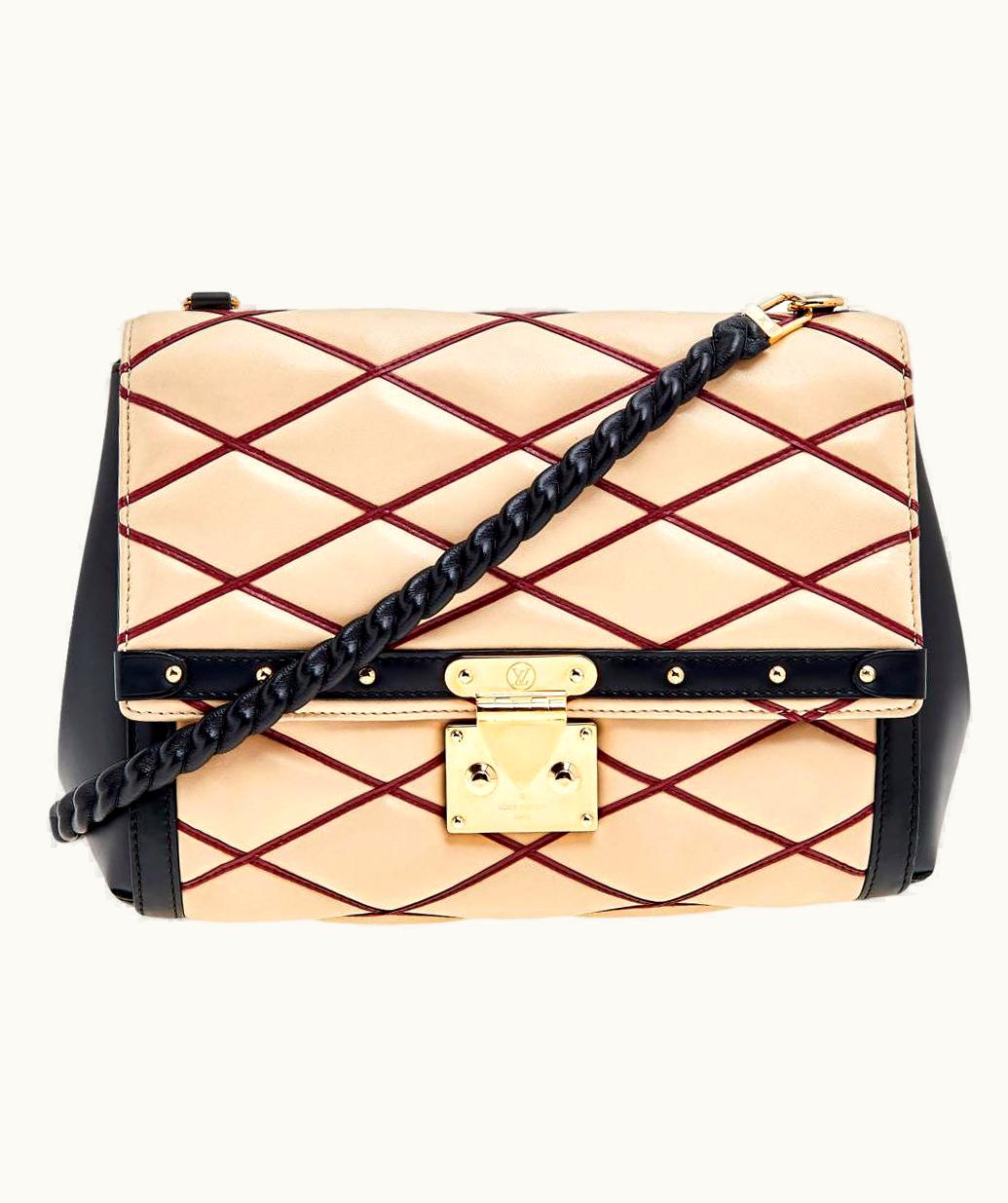 Louis Vuitton Louis Vuitton Beige/Black Leather Malletage Pochette Flap Bag UZ0582689
