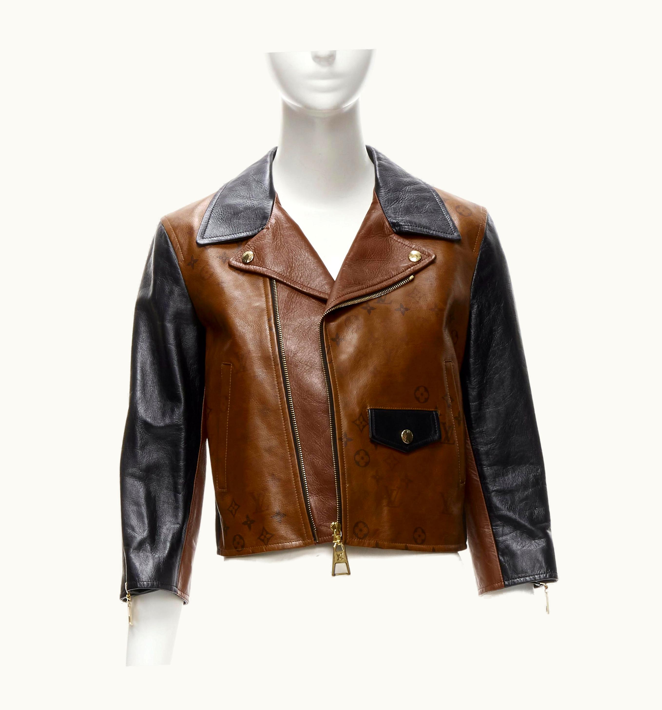 Louis Vuitton Louis Vuitton 2022 Tattoo Monogram Cropped Calfskin Leather Biker Jacket